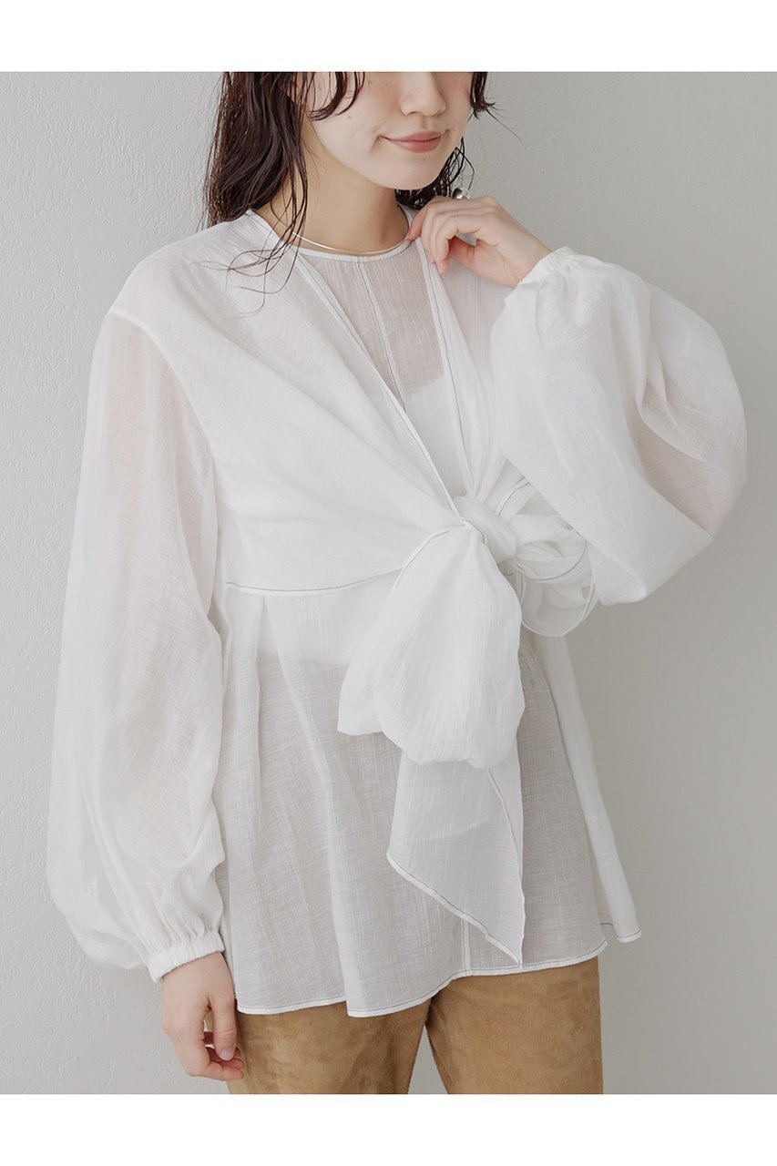 【ウィムガゼット/Whim Gazette】のフロントリボンブラウス 人気、トレンドファッション・服の通販 founy(ファニー) 　ファッション　Fashion　レディースファッション　Fashion for Women　トップス・カットソー　Cut & Sew Tops　シャツ・ブラウス・オフィスカジュアル　Elegant Blouses & Button-Ups　シアー　Sheer, See-Through　スリーブ　Sleeve, Long Sleeve / Short Sleeve　タンブラー　Tumbler, Travel Mug　フロント　Front, Front Design　ボトム　Bottoms, Lower Wear　リボン　Ribbon, Bow　ロング　Long, Long-Length　 other-1|ID: prp329100004353756 ipo3291000000032855611