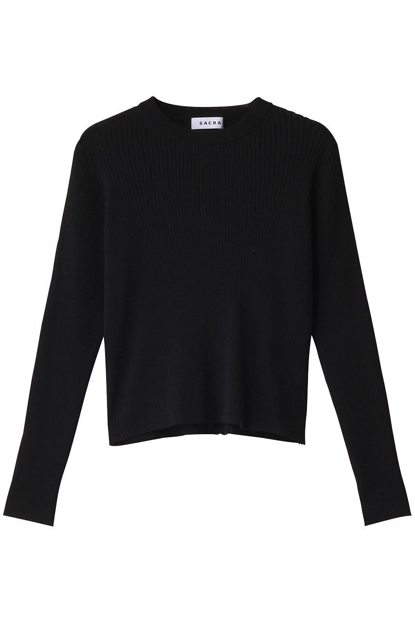 【サクラ/SACRA】のファインツイストリブトップス インテリア・キッズ・メンズ・レディースファッション・服の通販 founy(ファニー) 　ファッション　Fashion　レディースファッション　Fashion for Women　トップス・カットソー　Cut & Sew Tops　ニット　Knit Tops & Sweaters　カジュアルプルオーバー・ニットトップス　Pullovers & Knit Tops / Casual Pullovers　イタリア　Italy　インナー　Innerwear　クロップド　Cropped, Short Length　コンパクト　Compact, Small Size　シアー　Sheer, See-Through　フィット　Fit, Slim Fit　ブラック|ID: prp329100004354847 ipo3291000000032953585