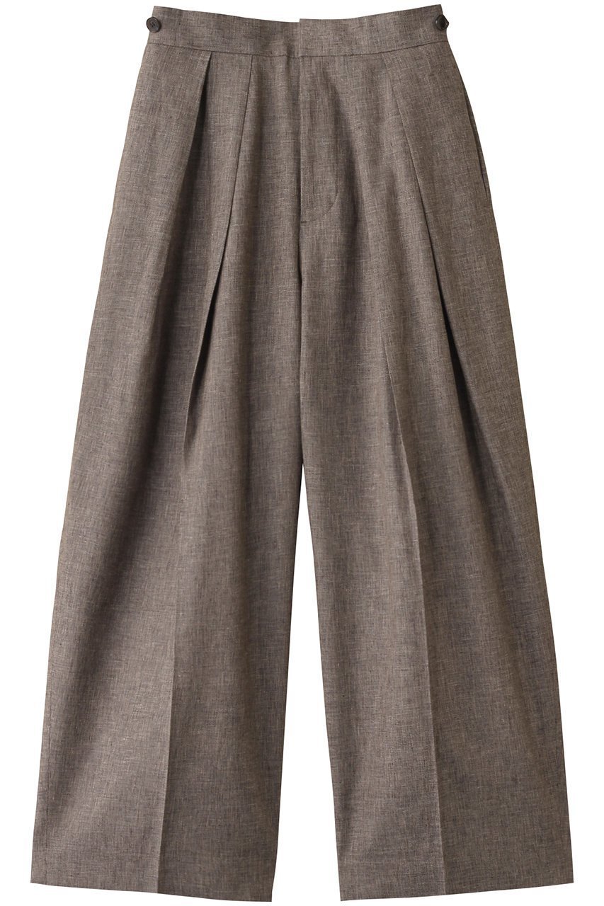【サクラ/SACRA】のリネンコットンシャンブレータックパンツ インテリア・キッズ・メンズ・レディースファッション・服の通販 founy(ファニー) 　ファッション　Fashion　レディースファッション　Fashion for Women　パンツ　Pants & Trousers　おすすめ　Recommended / Our Picks　セットアップ　Set-Up, Coordinated Outfit　ネップ　Nepp, Slub Yarn　フォルム　Silhouette, Form　フロント　Front, Front Design　リネン　Linen, Linen Fabric　ワイド　Wide, Wide Fit　モカ|ID: prp329100004354848 ipo3291000000032935067