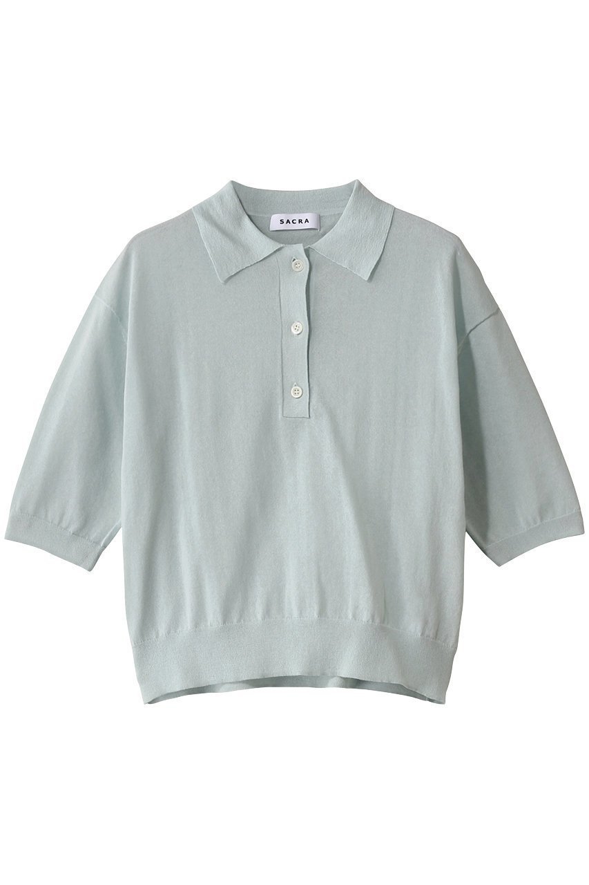 【サクラ/SACRA】のスーパーファインツイストポロトップス インテリア・キッズ・メンズ・レディースファッション・服の通販 founy(ファニー) 　ファッション　Fashion　レディースファッション　Fashion for Women　トップス・カットソー　Cut & Sew Tops　ニット　Knit Tops & Sweaters　カジュアルプルオーバー・ニットトップス　Pullovers & Knit Tops / Casual Pullovers　イタリア　Italy　クロップド　Cropped, Short Length　シアー　Sheer, See-Through　ショート　Short, Short Length　バランス　Balance, Style Balance　ボトム　Bottoms, Lower Wear　ミント|ID: prp329100004354856 ipo3291000000032953612