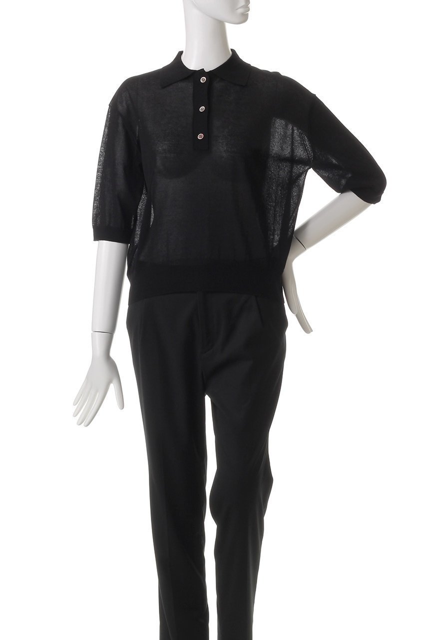 【サクラ/SACRA】のスーパーファインツイストポロトップス 人気、トレンドファッション・服の通販 founy(ファニー) 　ファッション　Fashion　レディースファッション　Fashion for Women　トップス・カットソー　Cut & Sew Tops　ニット　Knit Tops & Sweaters　カジュアルプルオーバー・ニットトップス　Pullovers & Knit Tops / Casual Pullovers　イタリア　Italy　クロップド　Cropped, Short Length　シアー　Sheer, See-Through　ショート　Short, Short Length　バランス　Balance, Style Balance　ボトム　Bottoms, Lower Wear　other-2|ID: prp329100004354856 ipo3291000000032953620