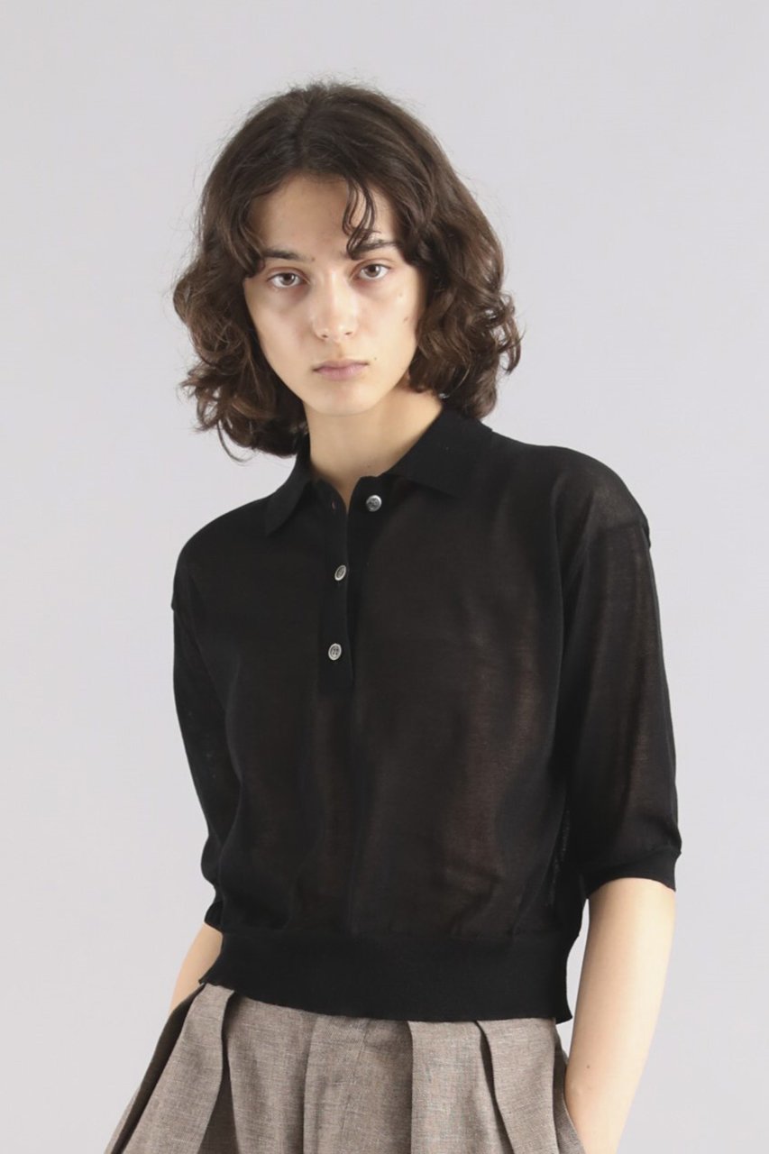 【サクラ/SACRA】のスーパーファインツイストポロトップス 人気、トレンドファッション・服の通販 founy(ファニー) 　ファッション　Fashion　レディースファッション　Fashion for Women　トップス・カットソー　Cut & Sew Tops　ニット　Knit Tops & Sweaters　カジュアルプルオーバー・ニットトップス　Pullovers & Knit Tops / Casual Pullovers　イタリア　Italy　クロップド　Cropped, Short Length　シアー　Sheer, See-Through　ショート　Short, Short Length　バランス　Balance, Style Balance　ボトム　Bottoms, Lower Wear　other-8|ID: prp329100004354856 ipo3291000000032953645