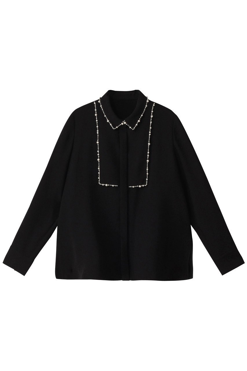 【アナイ/ANAYI】のダブルクロスパールブラウス インテリア・キッズ・メンズ・レディースファッション・服の通販 founy(ファニー) 　ファッション　Fashion　レディースファッション　Fashion for Women　トップス・カットソー　Cut & Sew Tops　シャツ・ブラウス・オフィスカジュアル　Elegant Blouses & Button-Ups　スリット　Slit, Slit Detail　スリーブ　Sleeve, Long Sleeve / Short Sleeve　ダブル　Double, Double-Breasted　バランス　Balance, Style Balance　パール　Pearl, Pearl Accent　ランダム　Random, Irregular　リュクス　Luxury, Elegant, High-End, Chic　ロング　Long, Long-Length　エレガント 上品　Elegant　再入荷　Restock / Back in Stock　春　Spring　ブラック|ID: prp329100004354866 ipo3291000000035054815