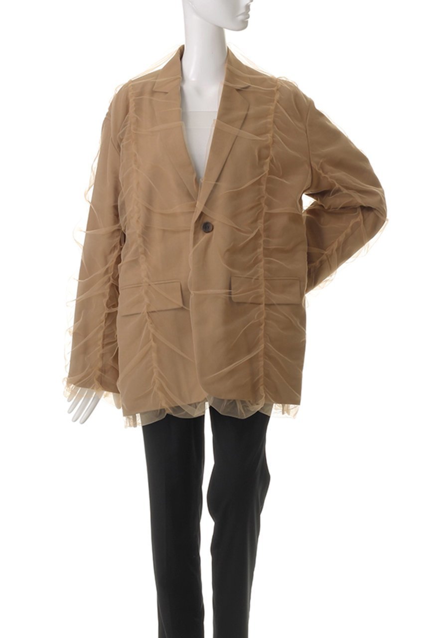 【プランク プロジェクト/PRANK PROJECT】のチュールレイヤードジャケット / Tulle Layered Jacket 人気、トレンドファッション・服の通販 founy(ファニー) 　ファッション　Fashion　レディースファッション　Fashion for Women　アウター　Coat / Outerwear Collection　レディースジャケット・軽アウター　Jackets　おすすめ　Recommended / Our Picks　ギャザー　Gathered, Ruffled　ジャケット　Jacket, Outerwear　セットアップ　Set-Up, Coordinated Outfit　チュール　Tulip, Tulip Motif　デニム　Denim, Jeans Material　フラップ　Flap, Flap Pocket　ポケット　Pocket, Pocket Detail　エレガント 上品　Elegant　other-2|ID: prp329100004356127 ipo3291000000032959940