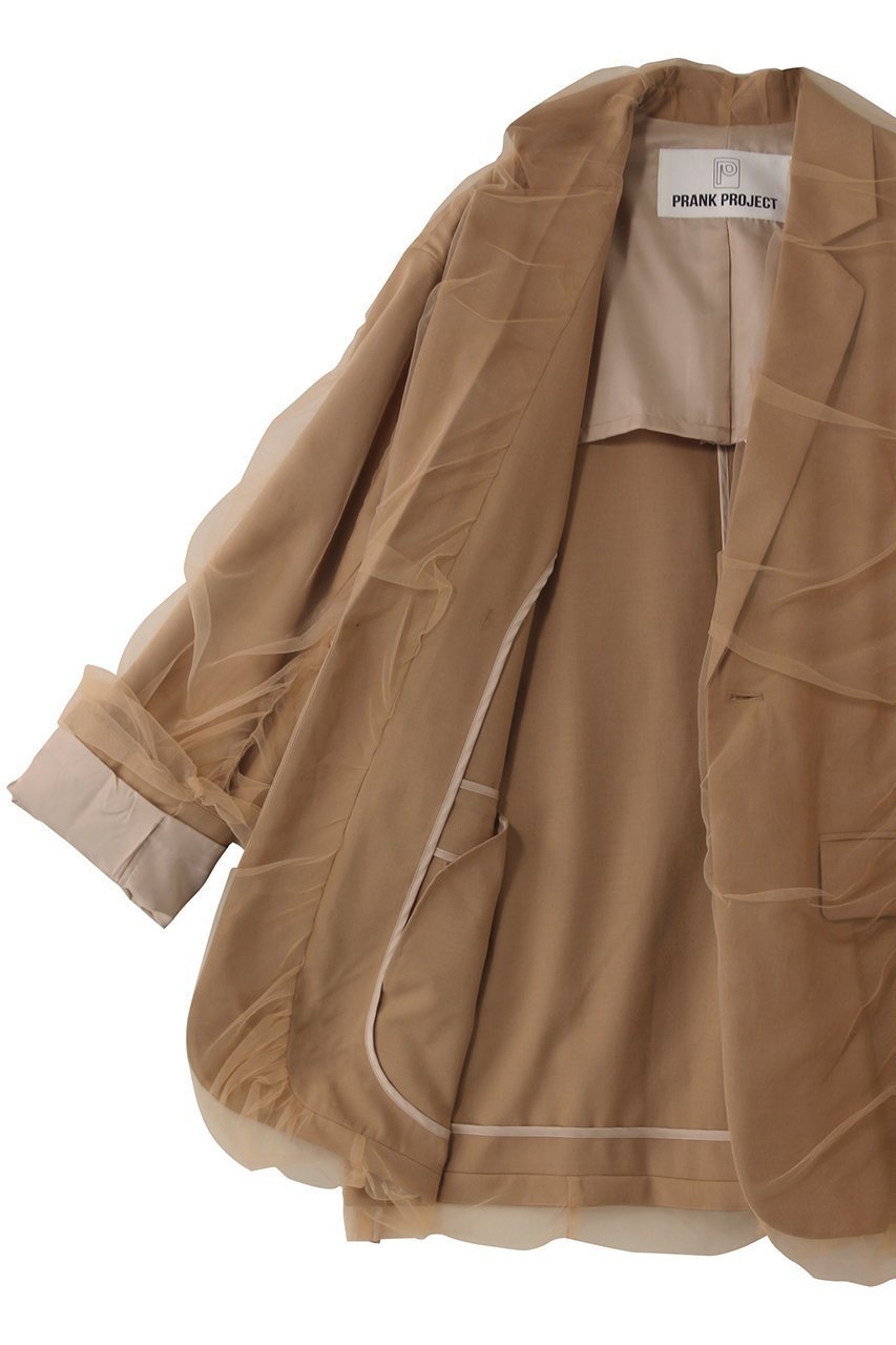 【プランク プロジェクト/PRANK PROJECT】のチュールレイヤードジャケット / Tulle Layered Jacket 人気、トレンドファッション・服の通販 founy(ファニー) 　ファッション　Fashion　レディースファッション　Fashion for Women　アウター　Coat / Outerwear Collection　レディースジャケット・軽アウター　Jackets　おすすめ　Recommended / Our Picks　ギャザー　Gathered, Ruffled　ジャケット　Jacket, Outerwear　セットアップ　Set-Up, Coordinated Outfit　チュール　Tulip, Tulip Motif　デニム　Denim, Jeans Material　フラップ　Flap, Flap Pocket　ポケット　Pocket, Pocket Detail　エレガント 上品　Elegant　other-6|ID: prp329100004356127 ipo3291000000032959955