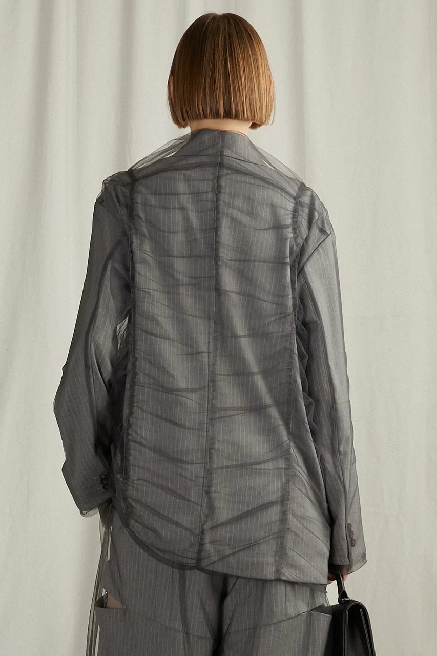 【プランク プロジェクト/PRANK PROJECT】のチュールレイヤードジャケット / Tulle Layered Jacket 人気、トレンドファッション・服の通販 founy(ファニー) 　ファッション　Fashion　レディースファッション　Fashion for Women　アウター　Coat / Outerwear Collection　レディースジャケット・軽アウター　Jackets　おすすめ　Recommended / Our Picks　ギャザー　Gathered, Ruffled　ジャケット　Jacket, Outerwear　セットアップ　Set-Up, Coordinated Outfit　チュール　Tulip, Tulip Motif　デニム　Denim, Jeans Material　フラップ　Flap, Flap Pocket　ポケット　Pocket, Pocket Detail　エレガント 上品　Elegant　other-8|ID: prp329100004356127 ipo3291000000032959962