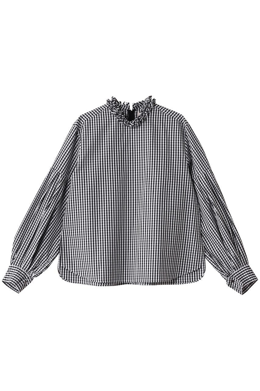 【マリリンムーン/MARILYN MOON】のタックフリルボリュームスリーブブラウス インテリア・キッズ・メンズ・レディースファッション・服の通販 founy(ファニー) 　ファッション　Fashion　レディースファッション　Fashion for Women　トップス・カットソー　Cut & Sew Tops　シャツ・ブラウス・オフィスカジュアル　Elegant Blouses & Button-Ups　ボリューム袖・フリルスリーブブラウス　Voluminous & Ruffle Sleeves / Puffy Sleeve Tops　シンプル　Simple, Minimal　スリーブ　Sleeve, Long Sleeve / Short Sleeve　バランス　Balance, Style Balance　フォーマル　Formal, Dressy　フリル　Frill, Ruffle　モダン　Modern, Contemporary　ロング　Long, Long-Length　エレガント 上品　Elegant　ブラック×ホワイト|ID: prp329100004356146 ipo3291000000032873733