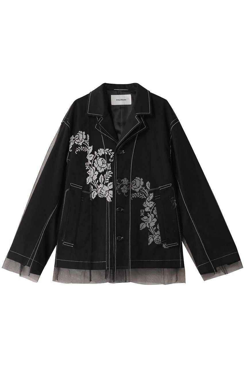 【チカ キサダ/CHIKA KISADA】の刺しゅうチュール レイヤージャケット インテリア・キッズ・メンズ・レディースファッション・服の通販 founy(ファニー) 　ファッション　Fashion　レディースファッション　Fashion for Women　アウター　Coat / Outerwear Collection　レディースジャケット・軽アウター　Jackets　シアー　Sheer, See-Through　ジャケット　Jacket, Outerwear　チュール　Tulip, Tulip Motif　フェミニン　Feminine, Girly　ブラック|ID: prp329100004356151 ipo3291000000032913720