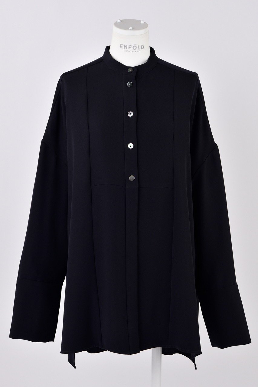 【エンフォルド/ENFOLD】のPEツイル スリットSH BL/ブラウス インテリア・キッズ・メンズ・レディースファッション・服の通販 founy(ファニー) 　ファッション　Fashion　レディースファッション　Fashion for Women　トップス・カットソー　Cut & Sew Tops　シャツ・ブラウス・オフィスカジュアル　Elegant Blouses & Button-Ups　カフス　Cuff Design　クール　Cool, Chic　シンプル　Simple, Minimal　スリット　Slit, Slit Detail　スリーブ　Sleeve, Long Sleeve / Short Sleeve　センター　Center, Center Line　ツイル　Twist, Twisted Detail　ベーシック　Basic, Essential　ロング　Long, Long-Length　ダークネイビー|ID: prp329100004356164 ipo3291000000032869659