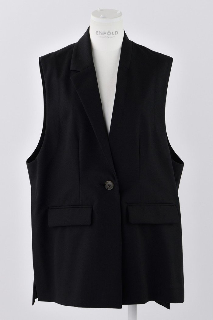 【エンフォルド/ENFOLD】のHigh Twist Weave ワイドテーラードベスト インテリア・キッズ・メンズ・レディースファッション・服の通販 founy(ファニー) https://founy.com/ ファッション Fashion レディースファッション WOMEN アウター Coat Outerwear ジャケット Jackets アシンメトリー Asymmetry ジャケット Jacket フォーマル Formal ベスト Vest ロング Long |ID: prp329100004356167 ipo3291000000030438165