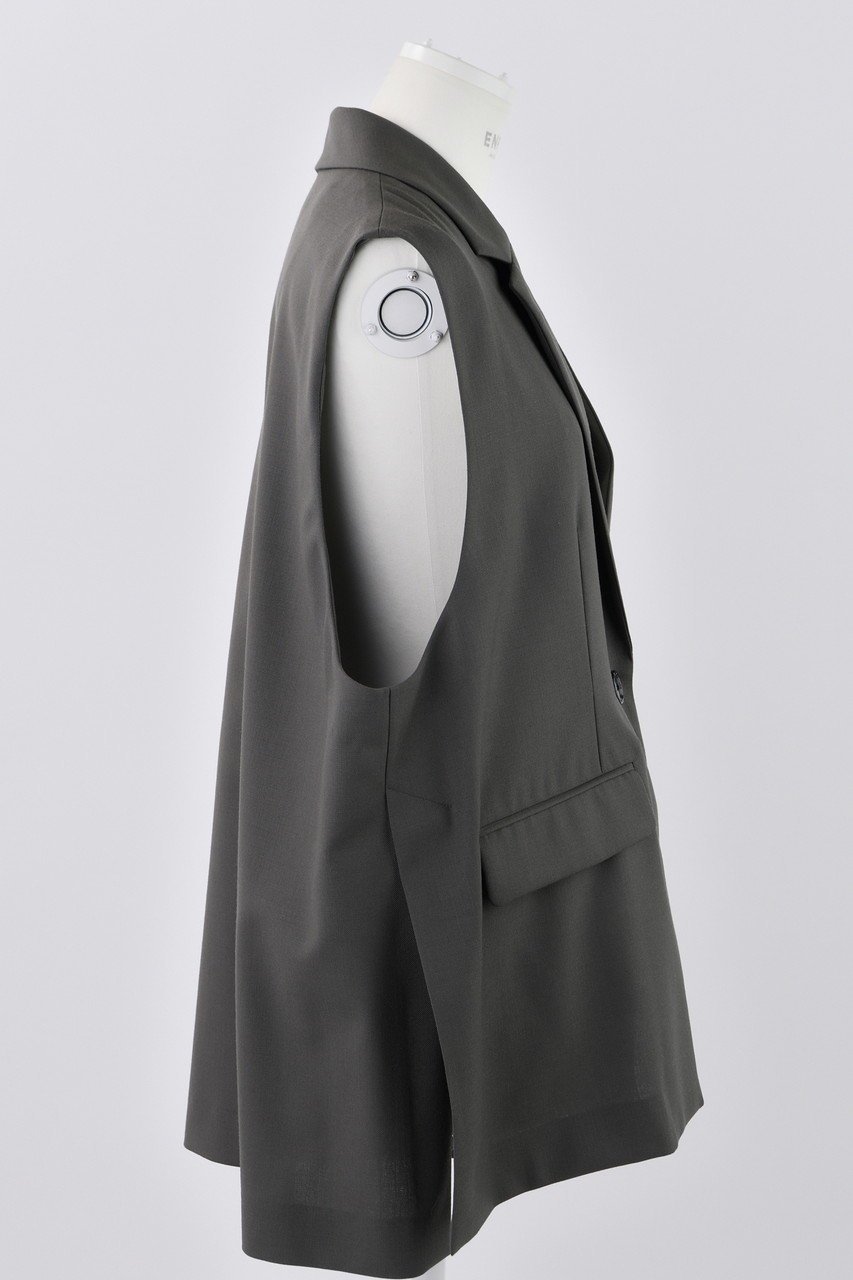 【エンフォルド/ENFOLD】のHigh Twist Weave ワイドテーラードベスト 人気、トレンドファッション・服の通販 founy(ファニー) 　ファッション　Fashion　レディースファッション　WOMEN　アウター　Coat Outerwear　ジャケット　Jackets　アシンメトリー　Asymmetry　ジャケット　Jacket　フォーマル　Formal　ベスト　Vest　ロング　Long　other-4|ID: prp329100004356167 ipo3291000000031346566