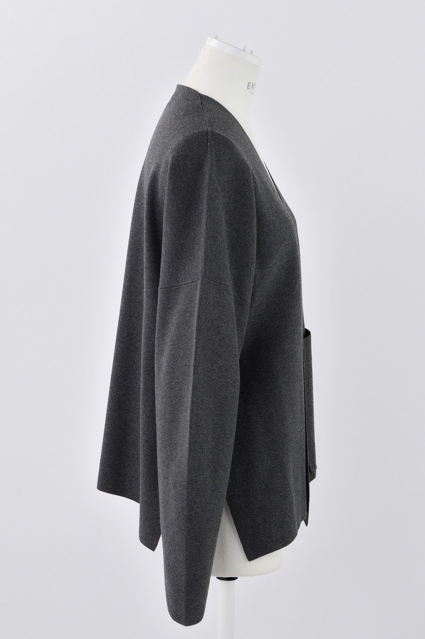 【エンフォルド/ENFOLD】のノーカラーカーディガン 人気、トレンドファッション・服の通販 founy(ファニー) 　ファッション　Fashion　レディースファッション　Fashion for Women　トップス・カットソー　Cut & Sew Tops　ニット　Knit Tops & Sweaters　カーディガン・羽織り　Layered Style Cardigans　アシンメトリー　Asymmetrical Style　エレガント 上品　Elegant　カッティング　Cutting Detail　カーディガン　Cardigan, Knitwear　ポケット　Pocket, Pocket Detail　メルトン　Melton, Heavy Wool　other-4|ID: prp329100004356195 ipo3291000000032953441