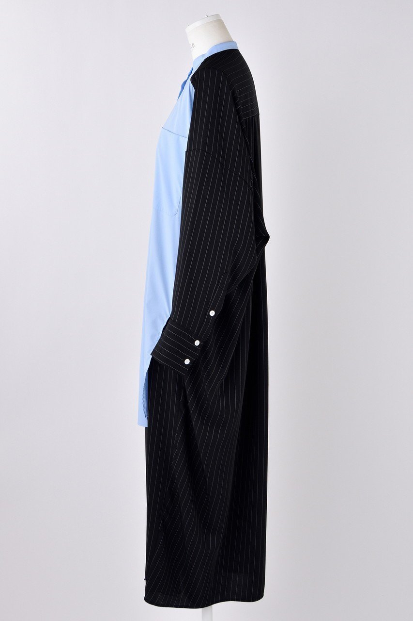 【エンフォルド/ENFOLD】のPEピンストライプ SH Docking DRS/ドレス 人気、トレンドファッション・服の通販 founy(ファニー) 　ファッション　Fashion　レディースファッション　Fashion for Women　ワンピース　Dresses　フォーマル・パーティードレス・結婚式用ドレス　Elegant & Casual Dresses　チュニック　Tunic Tops & Dresses　エレガント 上品　Elegant　ストライプ　Stripe, Striped Pattern　センター　Center, Center Line　チュニック　Tunic, Long Top　ドッキング　Docking, Mixed Material　ドレス　Dress, One-Piece　フロント　Front, Front Design　ロング　Long, Long-Length　other-2|ID: prp329100004356201 ipo3291000000032881542