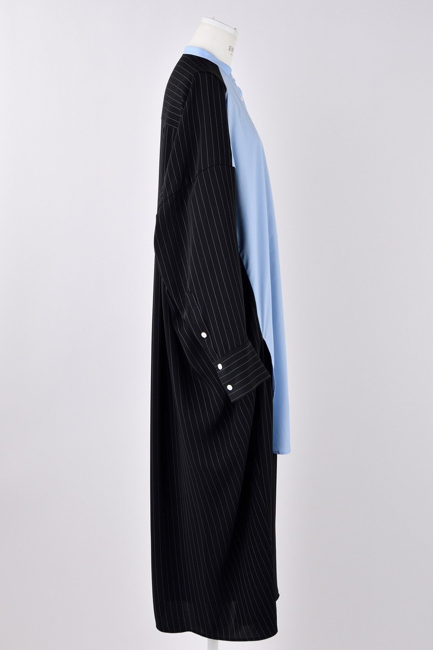 【エンフォルド/ENFOLD】のPEピンストライプ SH Docking DRS/ドレス 人気、トレンドファッション・服の通販 founy(ファニー) 　ファッション　Fashion　レディースファッション　Fashion for Women　ワンピース　Dresses　フォーマル・パーティードレス・結婚式用ドレス　Elegant & Casual Dresses　チュニック　Tunic Tops & Dresses　エレガント 上品　Elegant　ストライプ　Stripe, Striped Pattern　センター　Center, Center Line　チュニック　Tunic, Long Top　ドッキング　Docking, Mixed Material　ドレス　Dress, One-Piece　フロント　Front, Front Design　ロング　Long, Long-Length　other-4|ID: prp329100004356201 ipo3291000000032881555