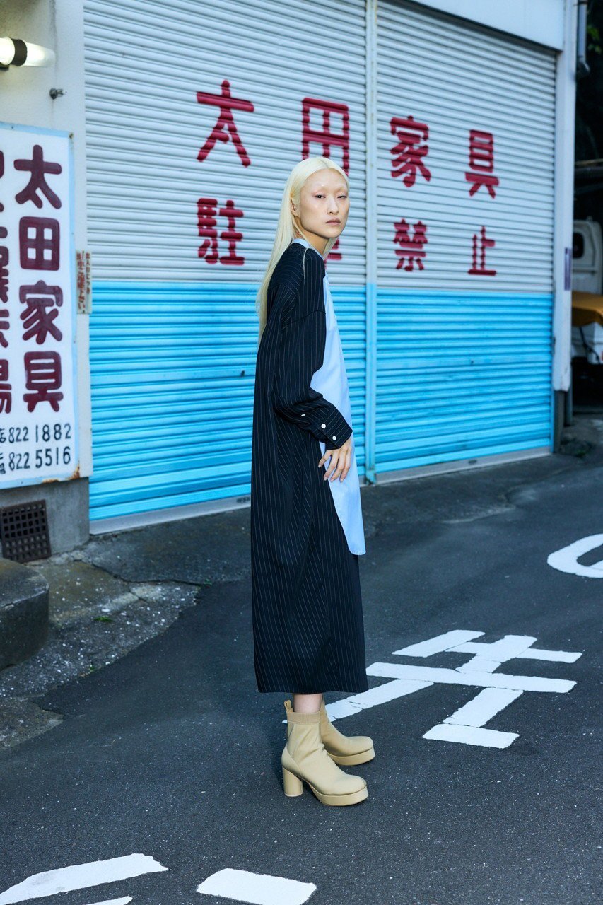 【エンフォルド/ENFOLD】のPEピンストライプ SH Docking DRS/ドレス 人気、トレンドファッション・服の通販 founy(ファニー) 　ファッション　Fashion　レディースファッション　Fashion for Women　ワンピース　Dresses　フォーマル・パーティードレス・結婚式用ドレス　Elegant & Casual Dresses　チュニック　Tunic Tops & Dresses　エレガント 上品　Elegant　ストライプ　Stripe, Striped Pattern　センター　Center, Center Line　チュニック　Tunic, Long Top　ドッキング　Docking, Mixed Material　ドレス　Dress, One-Piece　フロント　Front, Front Design　ロング　Long, Long-Length　other-5|ID: prp329100004356201 ipo3291000000032881561