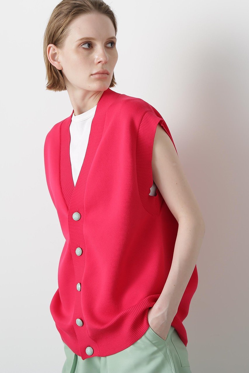 【ヒューエルミュージアム/hueLe Museum】の【STUMBLY】Painted Metal Button Gilet 人気、トレンドファッション・服の通販 founy(ファニー) 　ファッション　Fashion　レディースファッション　Fashion for Women　トップス・カットソー　Cut & Sew Tops　ニット　Knit Tops & Sweaters　カーディガン・羽織り　Layered Style Cardigans　ベスト&ジレ / 重ね着スタイル　Vests & Gilets　カーディガン　Cardigan, Knitwear　フロント　Front, Front Design　メタル　Metal, Metal Parts　モダン　Modern, Contemporary　 other-1|ID: prp329100004356232 ipo3291000000032836273