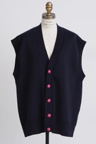 【ヒューエルミュージアム/hueLe Museum】の【STUMBLY】Painted Metal Button Gilet 人気、トレンドファッション・服の通販 founy(ファニー) ファッション Fashion レディースファッション Fashion for Women トップス・カットソー Cut & Sew Tops ニット Knit Tops & Sweaters カーディガン・羽織り Layered Style Cardigans ベスト&ジレ / 重ね着スタイル Vests & Gilets カーディガン Cardigan, Knitwear フロント Front, Front Design メタル Metal, Metal Parts モダン Modern, Contemporary thumbnail ブラック|ID: prp329100004356232 ipo3291000000032836297