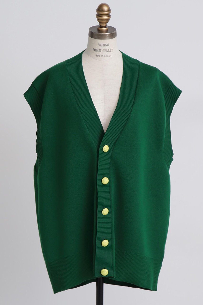 【ヒューエルミュージアム/hueLe Museum】の【STUMBLY】Painted Metal Button Gilet 人気、トレンドファッション・服の通販 founy(ファニー) 　ファッション　Fashion　レディースファッション　Fashion for Women　トップス・カットソー　Cut & Sew Tops　ニット　Knit Tops & Sweaters　カーディガン・羽織り　Layered Style Cardigans　ベスト&ジレ / 重ね着スタイル　Vests & Gilets　カーディガン　Cardigan, Knitwear　フロント　Front, Front Design　メタル　Metal, Metal Parts　モダン　Modern, Contemporary　other-2|ID: prp329100004356232 ipo3291000000032950640