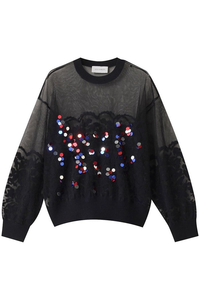 【ヒューエルミュージアム/hueLe Museum】の【STUMBLY】Rainbow Sequins Knit Pullover インテリア・キッズ・メンズ・レディースファッション・服の通販 founy(ファニー) https://founy.com/ ファッション Fashion レディースファッション Fashion for Women トップス・カットソー Cut & Sew Tops ニット Knit Tops & Sweaters カジュアルプルオーバー・ニットトップス Pullovers & Knit Tops / Casual Pullovers シンプル Simple, Minimal メッシュ Mesh, Net Fabric |ID: prp329100004356233 ipo3291000000032959170