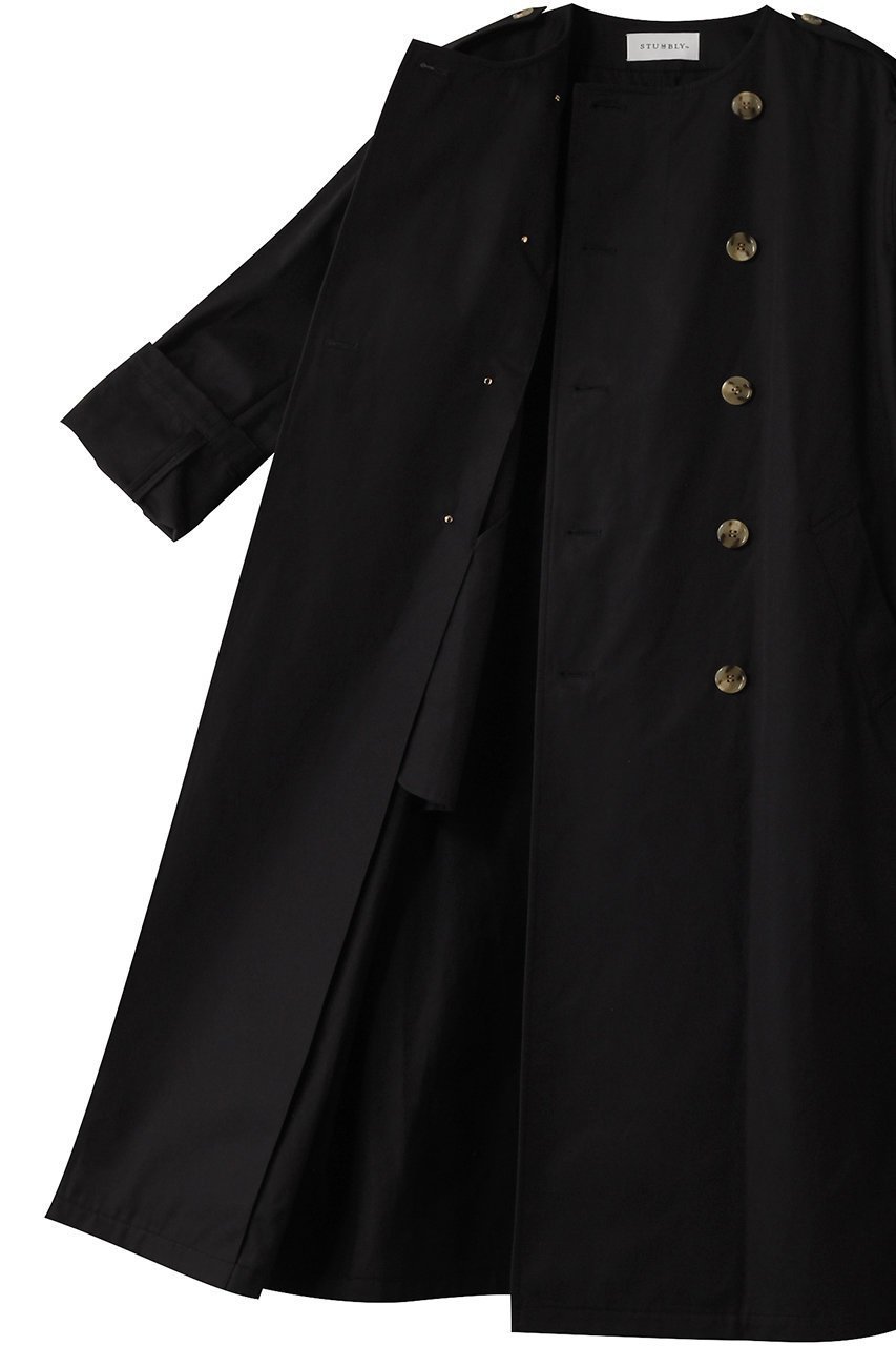 【ヒューエルミュージアム/hueLe Museum】の【STUMBLY】No Collar Trench Coat 人気、トレンドファッション・服の通販 founy(ファニー) 　ファッション　Fashion　レディースファッション　Fashion for Women　アウター　Coat / Outerwear Collection　コート・ロングコート・ピーコート　Long Coats, Peacoats & More　トレンチコート / 春秋の定番アウター　Trench Coats　シンプル　Simple, Minimal　ダブル　Double, Double-Breasted　フォーマル　Formal, Dressy　ロング　Long, Long-Length　エレガント 上品　Elegant　春　Spring　秋　Autumn　other-6|ID: prp329100004356235 ipo3291000000032936954