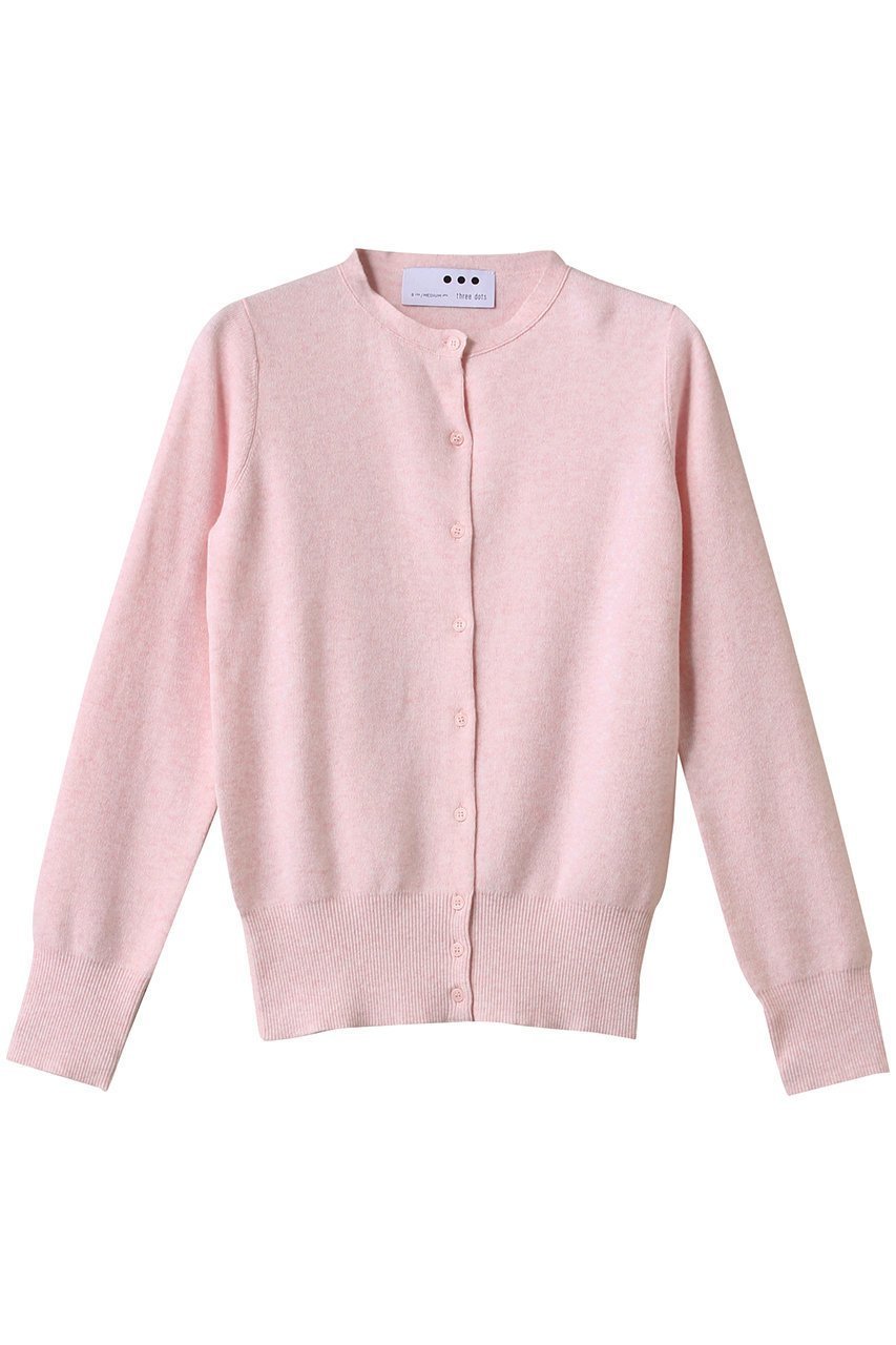 【スリー ドッツ/three dots】のコットンメランジ クルーネックカーディガン インテリア・キッズ・メンズ・レディースファッション・服の通販 founy(ファニー) 　ファッション　Fashion　レディースファッション　Fashion for Women　トップス・カットソー　Cut & Sew Tops　ニット　Knit Tops & Sweaters　カーディガン・羽織り　Layered Style Cardigans　カーディガン　Cardigan, Knitwear　シンプル　Simple, Minimal　定番　Standard, Basic Item　春　Spring　ペシュ|ID: prp329100004356241 ipo3291000000032933971