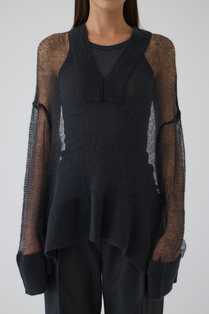 【リムアーク/RIM.ARK】のLow gauge mohair mix knit/ニット インテリア・キッズ・メンズ・レディースファッション・服の通販 founy(ファニー) 　ファッション　Fashion　レディースファッション　Ladies' Fashion Online　トップス・カットソー　Cut & Sew Tops　ニット　Knit Tops & Sweaters　プルオーバー　Pullovers　インナー　Inner　シアー　Sheer　フィット　Fit　ベスト　Vest　モヘア　Mohair　リラックス　Relax　再入荷　Restock/Back In Stock/Re Arrival　グレー|ID: prp329100004357076 ipo3291000000032694063