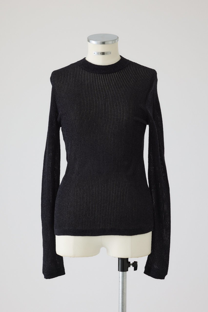 【リムアーク/RIM.ARK】のSurface feel L/S tops/トップス インテリア・キッズ・メンズ・レディースファッション・服の通販 founy(ファニー) 　ファッション　Fashion　レディースファッション　Fashion for Women　トップス・カットソー　Cut & Sew Tops　シャツ・ブラウス・オフィスカジュアル　Elegant Blouses & Button-Ups　ロングTシャツ・Tシャツ　Longline T-Shirts & Tees　カットソー・ベーシックTシャツ　Cut-and-Sewn Tops / Stretch Tees & Basics　インナー　Innerwear　シアー　Sheer, See-Through　シンプル　Simple, Minimal　スリーブ　Sleeve, Long Sleeve / Short Sleeve　ロング　Long, Long-Length　ブラック|ID: prp329100004357077 ipo3291000000032888817