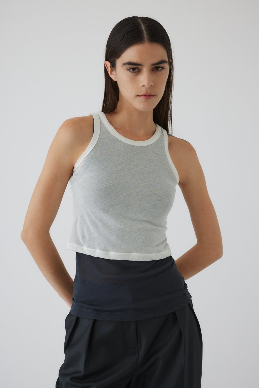 【リムアーク/RIM.ARK】のGauze tank/ガーゼタンク 人気、トレンドファッション・服の通販 founy(ファニー) 　ファッション　Fashion　レディースファッション　Ladies' Fashion Online　トップス・カットソー　Tops/Tshirt　キャミソール / ノースリーブ　No Sleeves　シャツ/ブラウス　Shirts/Blouses　ロング / Tシャツ　T-Shirts　カットソー　Cut and Sewn　キャミソール　Camisole　シアー　Sheer　タンク　Tank　再入荷　Restock/Back In Stock/Re Arrival　 other-1|ID: prp329100004357078 ipo3291000000032376613