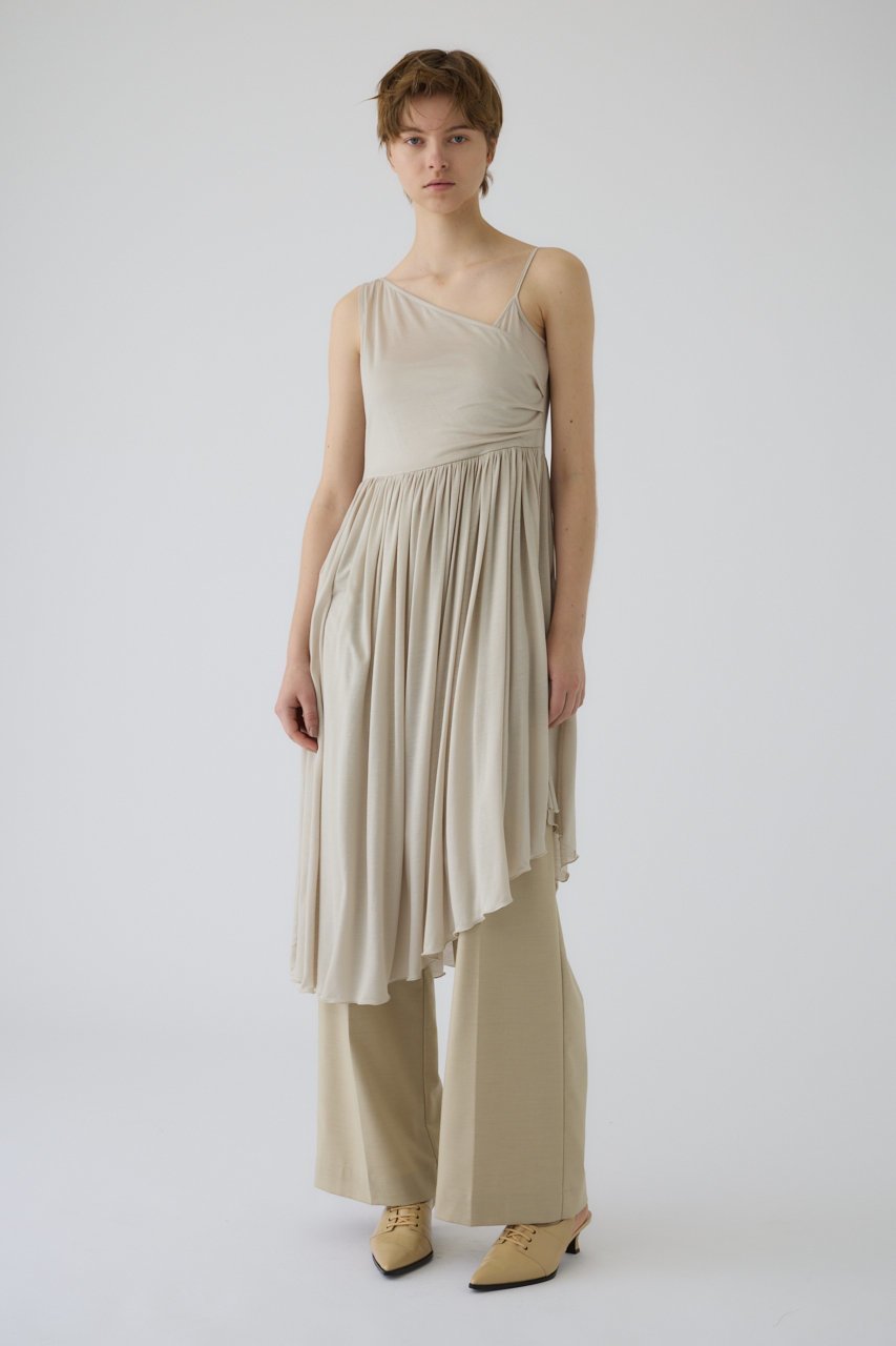 【リムアーク/RIM.ARK】のDrape thin gather cami/キャミソール インテリア・キッズ・メンズ・レディースファッション・服の通販 founy(ファニー) 　ファッション　Fashion　レディースファッション　WOMEN　トップス・カットソー　Tops/Tshirt　キャミソール / ノースリーブ　No Sleeves　シャツ/ブラウス　Shirts/Blouses　ロング / Tシャツ　T-Shirts　カットソー　Cut and Sewn　おすすめ　Recommend　アシンメトリー　Asymmetry　キャミソール　Camisole　ギャザー　Gather　タンク　Tank　チュニック　Tunic　ドレープ　Drape　ライトベージュ|ID: prp329100004357079 ipo3291000000030545119