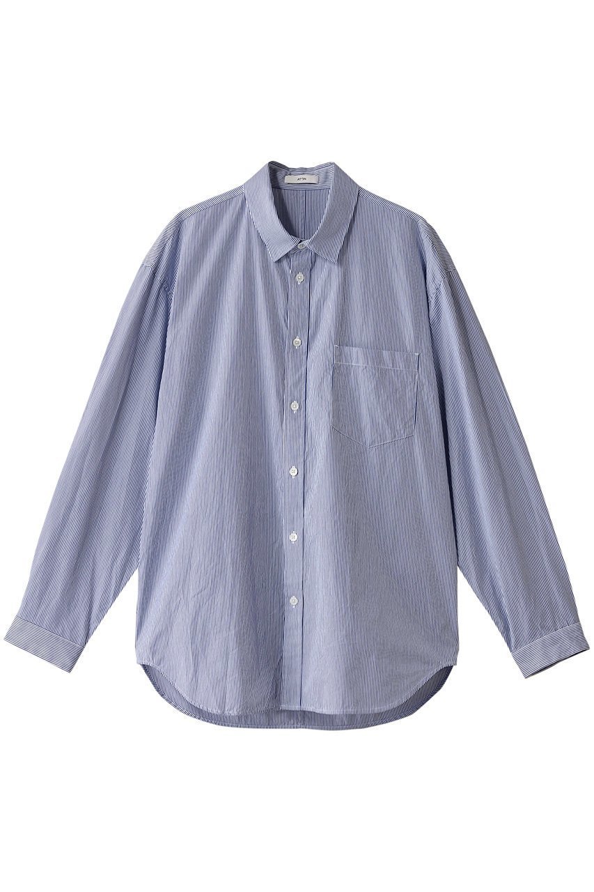 【エイトン/ATON / MEN】の【MEN】GIZA BROAD ウォシュド シャツ インテリア・キッズ・メンズ・レディースファッション・服の通販 founy(ファニー) 　ファッション　Fashion　メンズファッション　Fashion for Men　スリーブ　Sleeve, Long Sleeve / Short Sleeve　ブロード　Broadcloth, Fine Cotton　リュクス　Luxury, Elegant, High-End, Chic　ロング　Long, Long-Length　定番　Standard, Basic Item　ネイビーストライプ|ID: prp329100004357089 ipo3291000000032870493