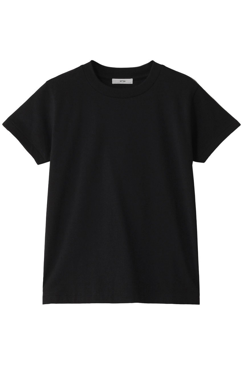【エイトン/ATON】のDRY COTTON ジャージークルーネック Tシャツ インテリア・キッズ・メンズ・レディースファッション・服の通販 founy(ファニー) 　ファッション　Fashion　レディースファッション　Fashion for Women　トップス・カットソー　Cut & Sew Tops　シャツ・ブラウス・オフィスカジュアル　Elegant Blouses & Button-Ups　ロングTシャツ・Tシャツ　Longline T-Shirts & Tees　カットソー・ベーシックTシャツ　Cut-and-Sewn Tops / Stretch Tees & Basics　インナー　Innerwear　コンパクト　Compact, Small Size　ショート　Short, Short Length　スリーブ　Sleeve, Long Sleeve / Short Sleeve　吸水　Absorbent, Quick-Dry　定番　Standard, Basic Item　ブラック|ID: prp329100004357091 ipo3291000000035864359
