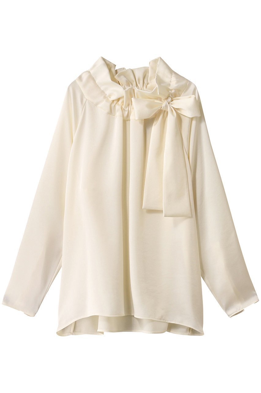 【デザイン ワークス/DESIGN WORKS】のサテンリボンブラウス 人気、トレンドファッション・服の通販 founy(ファニー) 　ファッション　Fashion　レディースファッション　Fashion for Women　トップス・カットソー　Cut & Sew Tops　シャツ・ブラウス・オフィスカジュアル　Elegant Blouses & Button-Ups　カフス　Cuff Design　サテン　Satin, Glossy Fabric　スリーブ　Sleeve, Long Sleeve / Short Sleeve　センター　Center, Center Line　フレア　Flare, Flared　リボン　Ribbon, Bow　ロング　Long, Long-Length　 other-1|ID: prp329100004357110 ipo3291000000032870359