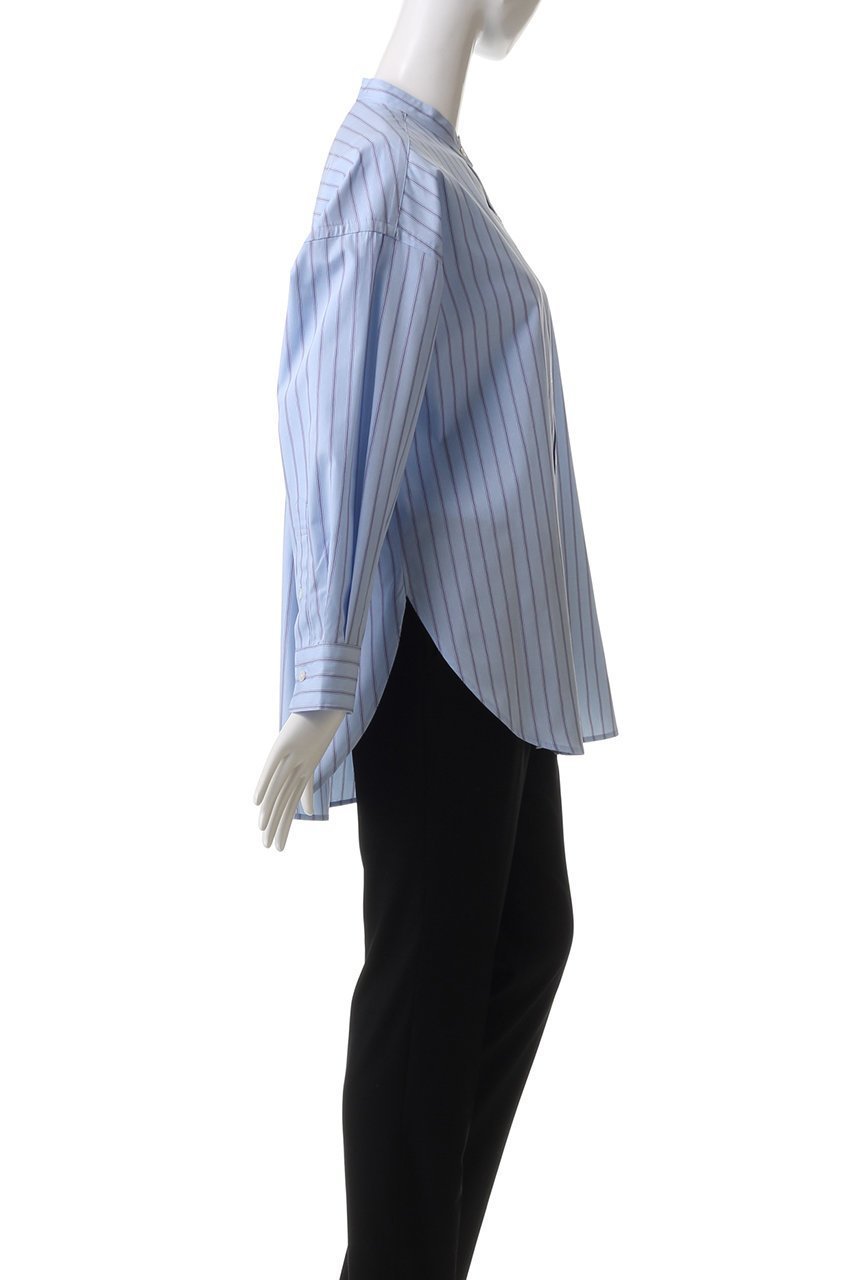 【エリオポール/heliopole】のthe EDITOR シャツ(BAND COLLAR) 人気、トレンドファッション・服の通販 founy(ファニー) 　ファッション　Fashion　レディースファッション　Fashion for Women　トップス・カットソー　Cut & Sew Tops　シャツ・ブラウス・オフィスカジュアル　Elegant Blouses & Button-Ups　ストライプ　Stripe, Striped Pattern　スリーブ　Sleeve, Long Sleeve / Short Sleeve　トレンド　Trend, Trending Now　リラックス　Relax, Relaxed Fit　ロング　Long, Long-Length　再入荷　Restock / Back in Stock　other-3|ID: prp329100004357124 ipo3291000000035063558