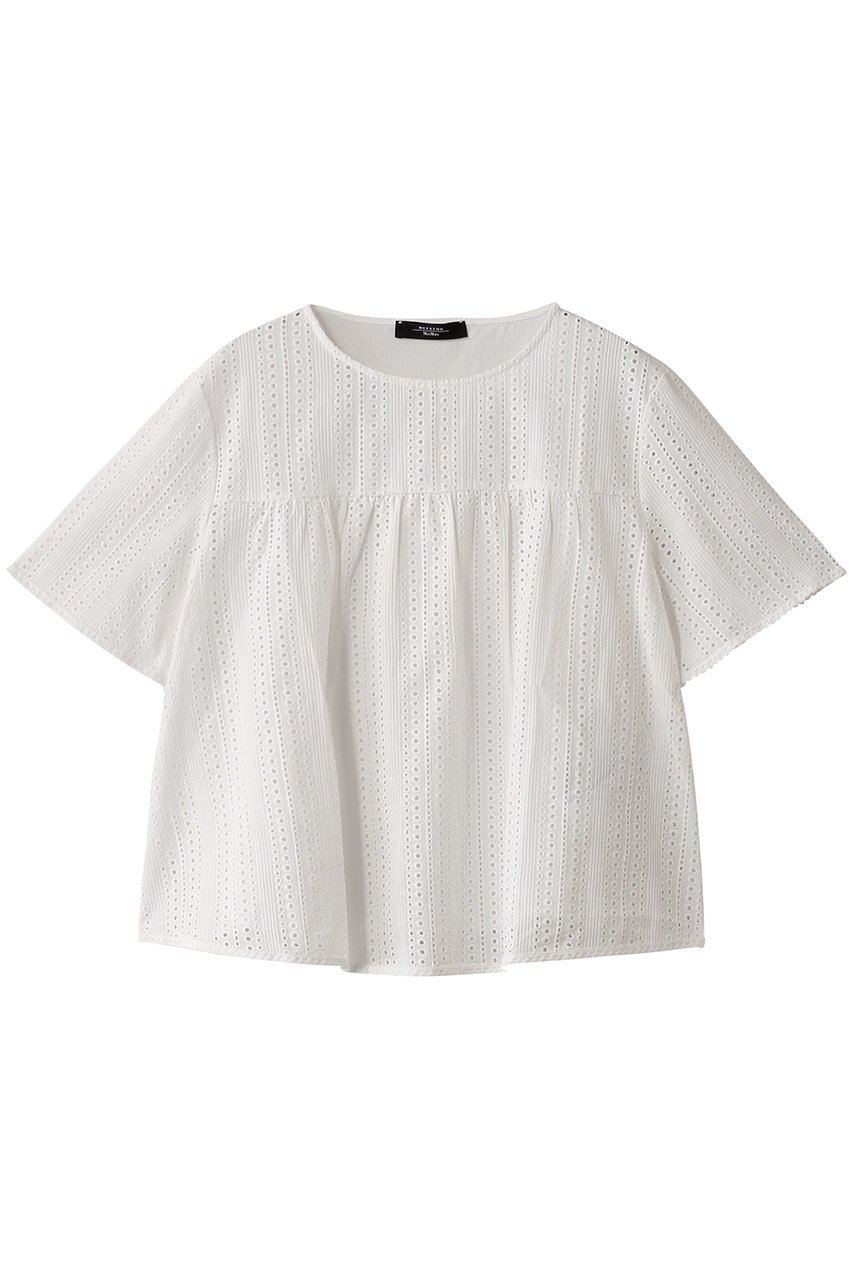 【マックスマーラ/Max Mara】の【Weekend Max Mara】EDITTA コットンポプリン刺しゅうブラウス インテリア・キッズ・メンズ・レディースファッション・服の通販 founy(ファニー) 　ファッション　Fashion　レディースファッション　Fashion for Women　トップス・カットソー　Cut & Sew Tops　シャツ・ブラウス・オフィスカジュアル　Elegant Blouses & Button-Ups　エレガント 上品　Elegant　ショート　Short, Short Length　スリーブ　Sleeve, Long Sleeve / Short Sleeve　デニム　Denim, Jeans Material　フェミニン　Feminine, Girly　リラックス　Relax, Relaxed Fit　ホワイト|ID: prp329100004357131 ipo3291000000032838870