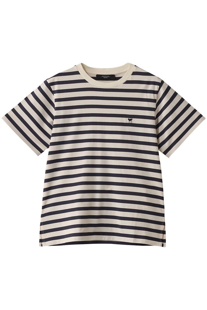 【マックスマーラ/Max Mara】の【Weekend Max Mara】SATRAPO コットンワンポイントTシャツ インテリア・キッズ・メンズ・レディースファッション・服の通販 founy(ファニー) https://founy.com/ ファッション Fashion レディースファッション Fashion for Women トップス・カットソー Cut & Sew Tops シャツ・ブラウス・オフィスカジュアル Elegant Blouses & Button-Ups ロングTシャツ・Tシャツ Longline T-Shirts & Tees カットソー・ベーシックTシャツ Cut-and-Sewn Tops / Stretch Tees & Basics ショート Short, Short Length スリーブ Sleeve, Long Sleeve / Short Sleeve デニム Denim, Jeans Material ベーシック Basic, Essential ボーダー Border, Stripe ワンポイント One Point, Statement Accent エレガント 上品 Elegant |ID: prp329100004357132 ipo3291000000032882900