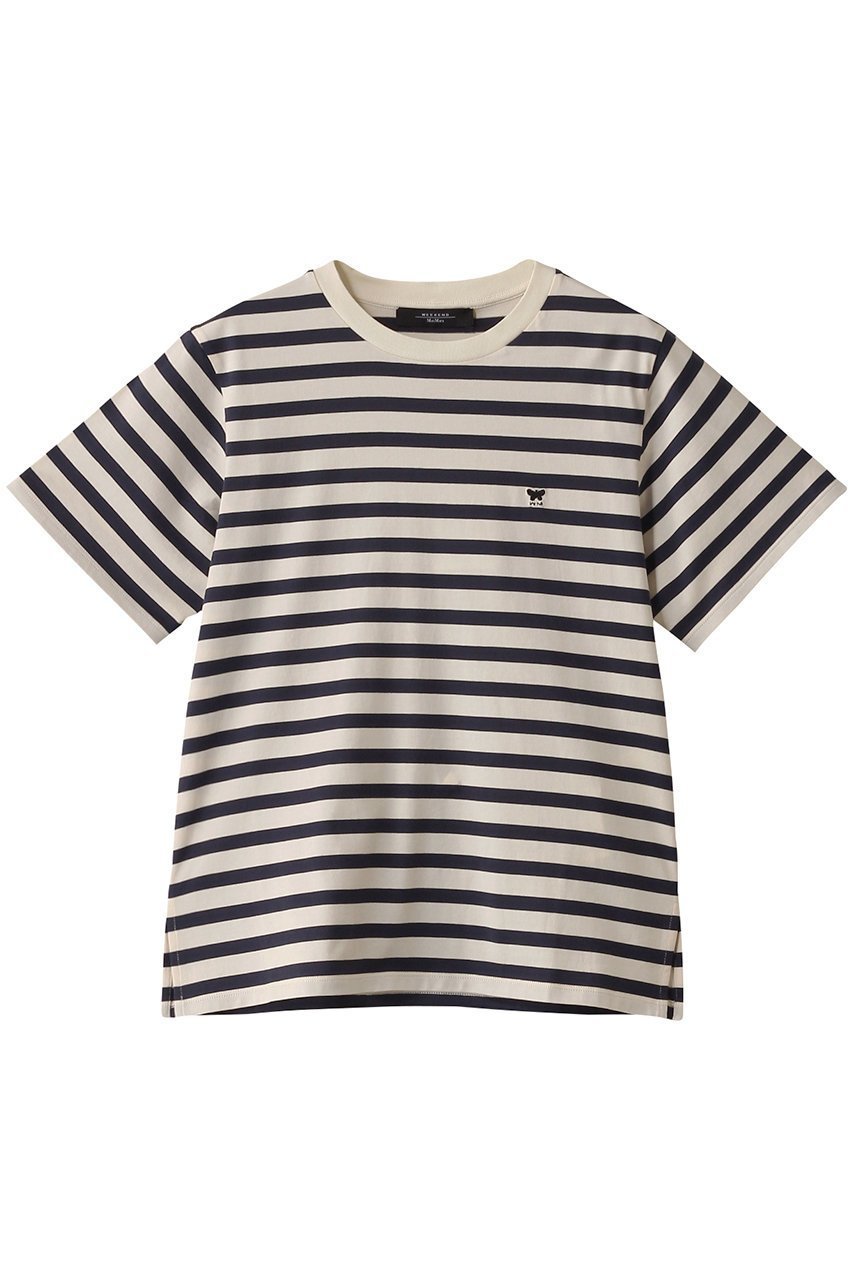 【マックスマーラ/Max Mara】の【Weekend Max Mara】SATRAPO コットンワンポイントTシャツ 人気、トレンドファッション・服の通販 founy(ファニー) 　ファッション　Fashion　レディースファッション　Fashion for Women　トップス・カットソー　Cut & Sew Tops　シャツ・ブラウス・オフィスカジュアル　Elegant Blouses & Button-Ups　ロングTシャツ・Tシャツ　Longline T-Shirts & Tees　カットソー・ベーシックTシャツ　Cut-and-Sewn Tops / Stretch Tees & Basics　ショート　Short, Short Length　スリーブ　Sleeve, Long Sleeve / Short Sleeve　デニム　Denim, Jeans Material　ベーシック　Basic, Essential　ボーダー　Border, Stripe　ワンポイント　One Point, Statement Accent　エレガント 上品　Elegant　 other-1|ID: prp329100004357132 ipo3291000000032882900
