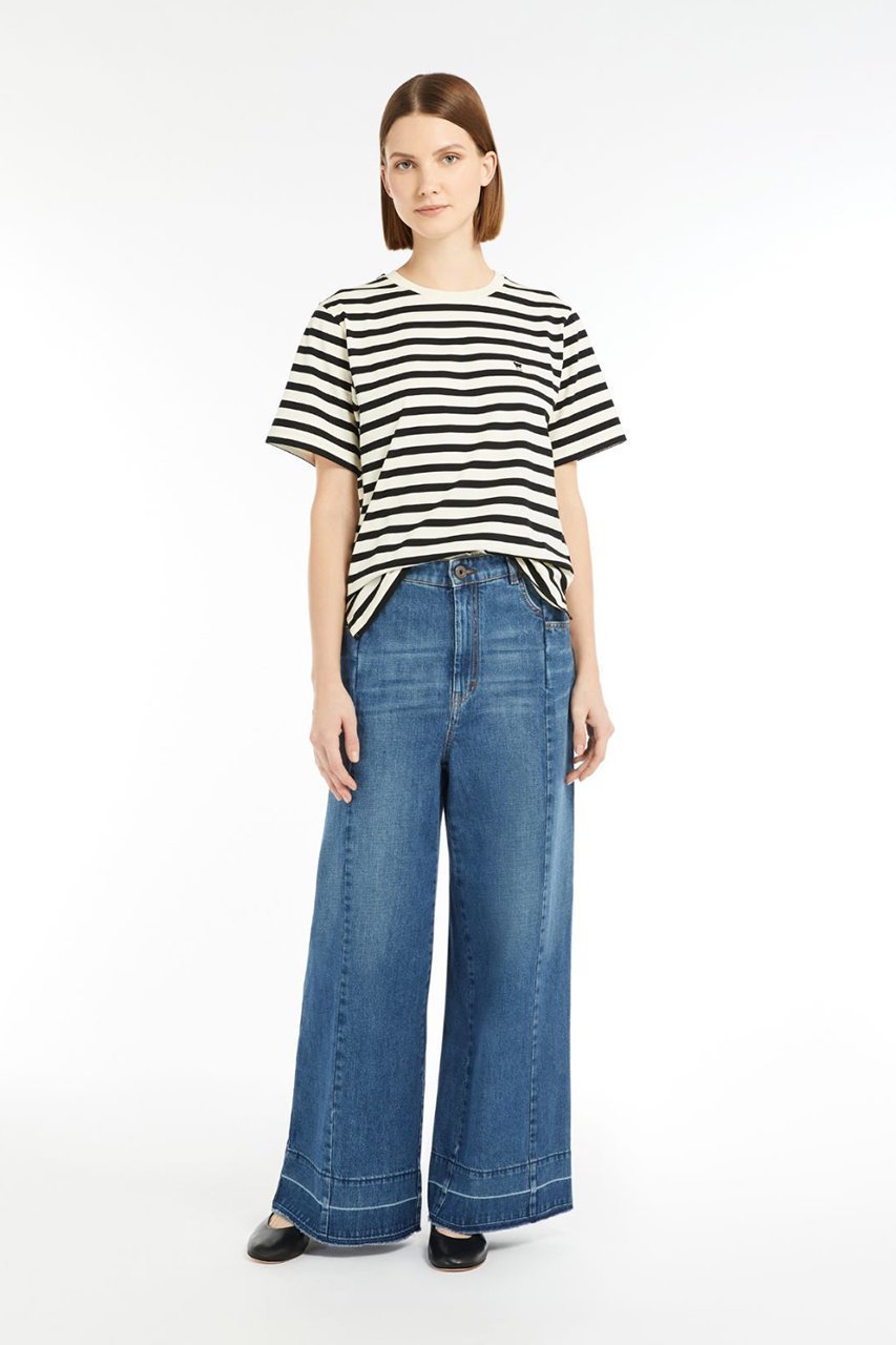 【マックスマーラ/Max Mara】の【Weekend Max Mara】SATRAPO コットンワンポイントTシャツ 人気、トレンドファッション・服の通販 founy(ファニー) 　ファッション　Fashion　レディースファッション　Fashion for Women　トップス・カットソー　Cut & Sew Tops　シャツ・ブラウス・オフィスカジュアル　Elegant Blouses & Button-Ups　ロングTシャツ・Tシャツ　Longline T-Shirts & Tees　カットソー・ベーシックTシャツ　Cut-and-Sewn Tops / Stretch Tees & Basics　ショート　Short, Short Length　スリーブ　Sleeve, Long Sleeve / Short Sleeve　デニム　Denim, Jeans Material　ベーシック　Basic, Essential　ボーダー　Border, Stripe　ワンポイント　One Point, Statement Accent　エレガント 上品　Elegant　other-6|ID: prp329100004357132 ipo3291000000032882929