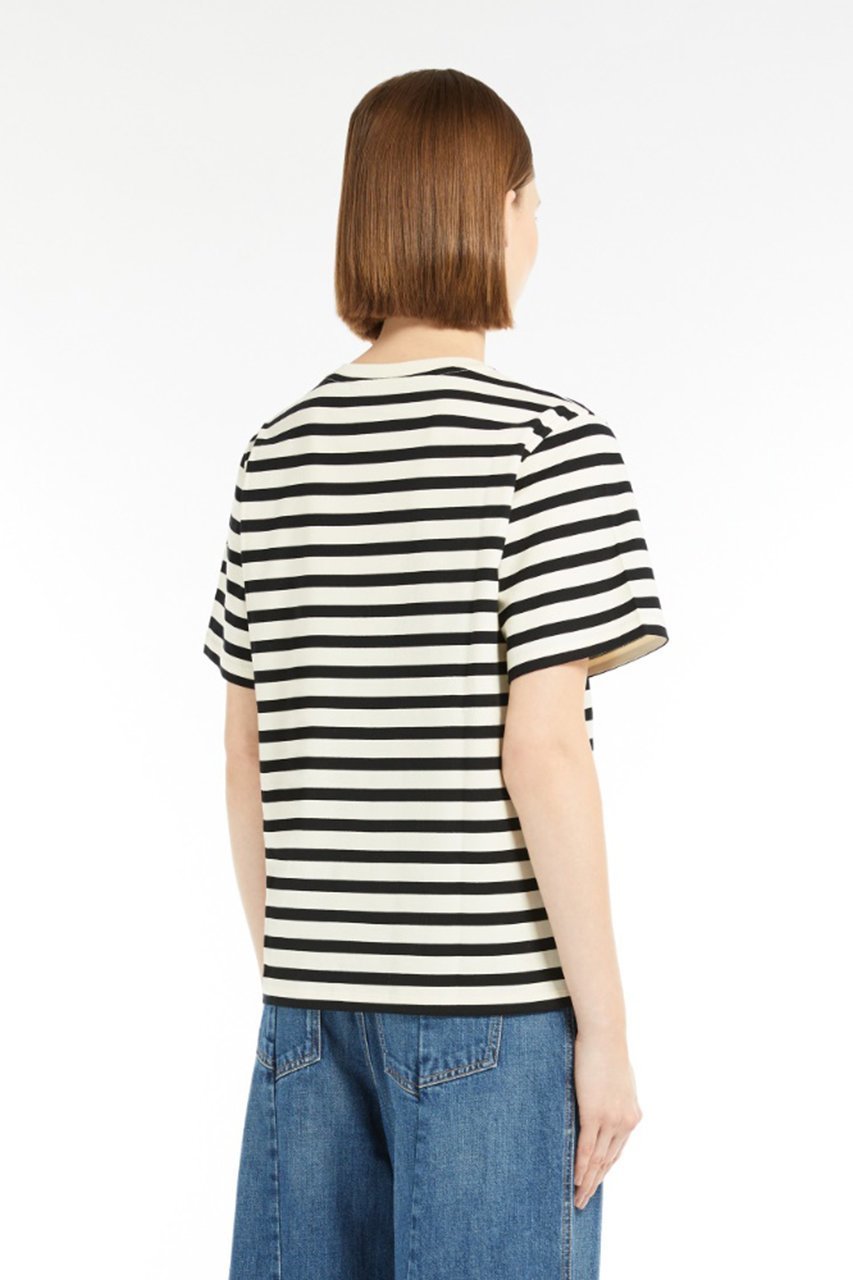 【マックスマーラ/Max Mara】の【Weekend Max Mara】SATRAPO コットンワンポイントTシャツ 人気、トレンドファッション・服の通販 founy(ファニー) 　ファッション　Fashion　レディースファッション　Fashion for Women　トップス・カットソー　Cut & Sew Tops　シャツ・ブラウス・オフィスカジュアル　Elegant Blouses & Button-Ups　ロングTシャツ・Tシャツ　Longline T-Shirts & Tees　カットソー・ベーシックTシャツ　Cut-and-Sewn Tops / Stretch Tees & Basics　ショート　Short, Short Length　スリーブ　Sleeve, Long Sleeve / Short Sleeve　デニム　Denim, Jeans Material　ベーシック　Basic, Essential　ボーダー　Border, Stripe　ワンポイント　One Point, Statement Accent　エレガント 上品　Elegant　other-7|ID: prp329100004357132 ipo3291000000032882935