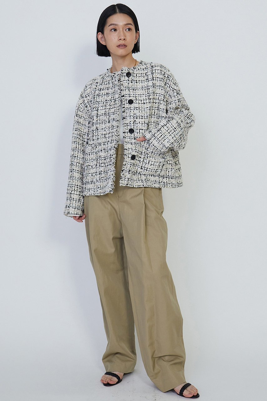 【プルミエ アロンディスモン/1er Arrondissement】のツイードジャケット 人気、トレンドファッション・服の通販 founy(ファニー) 　ファッション　Fashion　レディースファッション　WOMEN　アウター　Coat Outerwear　ジャケット　Jackets　ショルダー　Shoulder　ジャケット　Jacket　ツイード　Tweed　デニム　Denim　ドロップ　Drop　フォーマル　Formal　フランス　France　フリンジ　Fringe　フロント　Front　再入荷　Restock/Back In Stock/Re Arrival　other-2|ID: prp329100004357136 ipo3291000000031345408