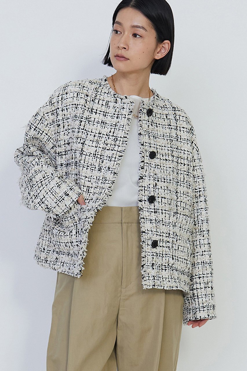 【プルミエ アロンディスモン/1er Arrondissement】のツイードジャケット 人気、トレンドファッション・服の通販 founy(ファニー) 　ファッション　Fashion　レディースファッション　WOMEN　アウター　Coat Outerwear　ジャケット　Jackets　ショルダー　Shoulder　ジャケット　Jacket　ツイード　Tweed　デニム　Denim　ドロップ　Drop　フォーマル　Formal　フランス　France　フリンジ　Fringe　フロント　Front　再入荷　Restock/Back In Stock/Re Arrival　other-3|ID: prp329100004357136 ipo3291000000031345412