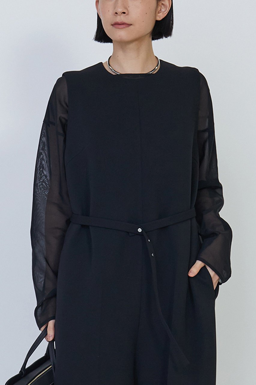 【プルミエ アロンディスモン/1er Arrondissement】のオーガンジークルーネックブラウス 人気、トレンドファッション・服の通販 founy(ファニー) 　ファッション　Fashion　レディースファッション　Fashion for Women　トップス・カットソー　Cut & Sew Tops　シャツ・ブラウス・オフィスカジュアル　Elegant Blouses & Button-Ups　インナー　Innerwear　オーガンジー　Organza Fabric　シンプル　Simple, Minimal　ジャケット　Jacket, Outerwear　スリーブ　Sleeve, Long Sleeve / Short Sleeve　フォルム　Silhouette, Form　ロング　Long, Long-Length　今季　This Season, Current Season　再入荷　Restock / Back in Stock　other-3|ID: prp329100004357138 ipo3291000000031345451