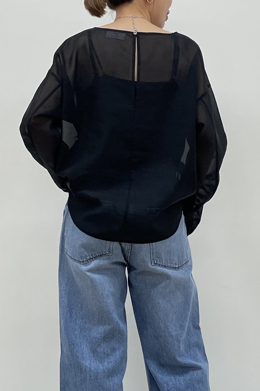 【プルミエ アロンディスモン/1er Arrondissement】のオーガンジークルーネックブラウス 人気、トレンドファッション・服の通販 founy(ファニー) 　ファッション　Fashion　レディースファッション　Fashion for Women　トップス・カットソー　Cut & Sew Tops　シャツ・ブラウス・オフィスカジュアル　Elegant Blouses & Button-Ups　インナー　Innerwear　オーガンジー　Organza Fabric　シンプル　Simple, Minimal　ジャケット　Jacket, Outerwear　スリーブ　Sleeve, Long Sleeve / Short Sleeve　フォルム　Silhouette, Form　ロング　Long, Long-Length　今季　This Season, Current Season　再入荷　Restock / Back in Stock　other-6|ID: prp329100004357138 ipo3291000000031345454