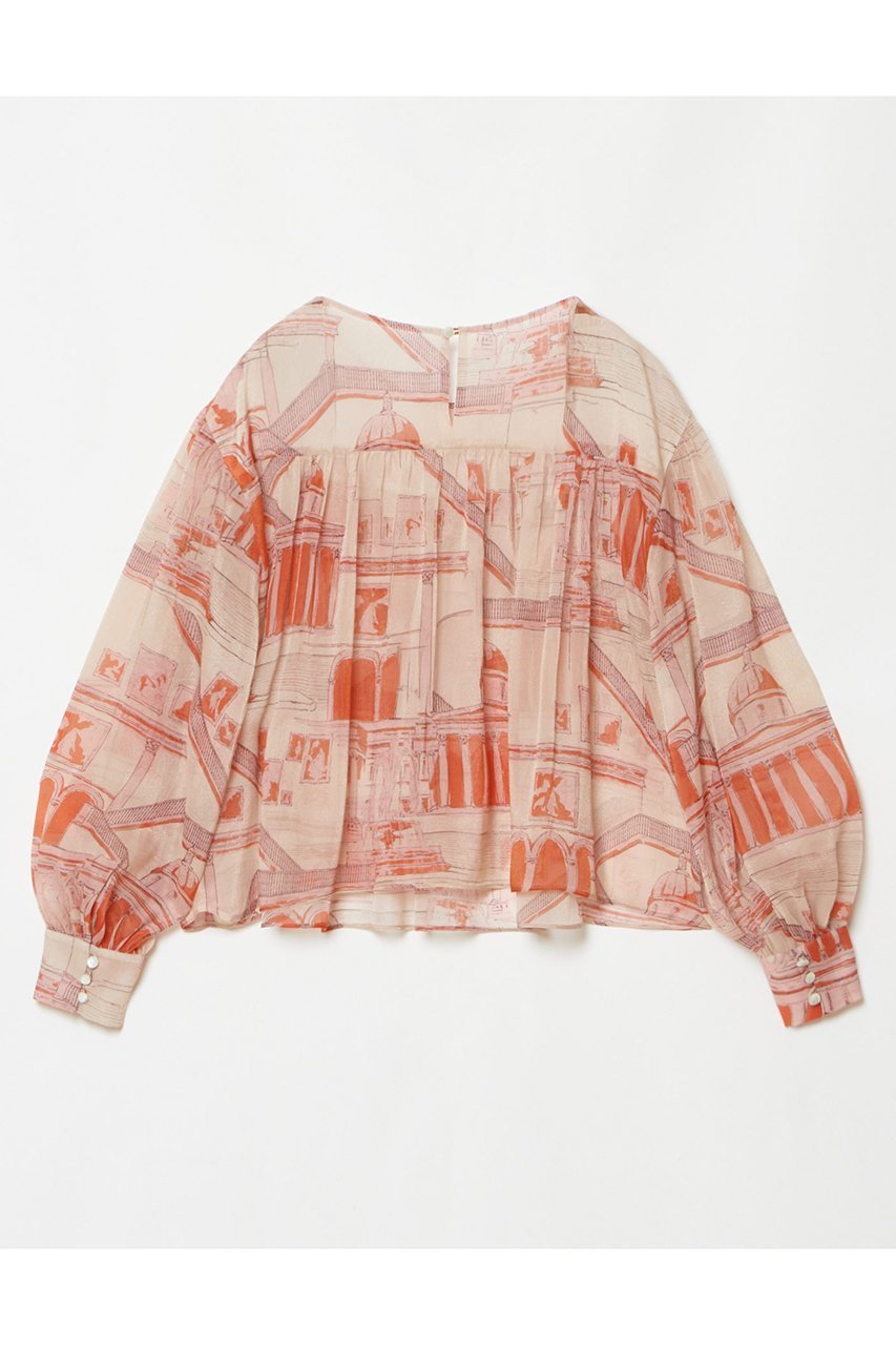 【アルアバイル/allureville】の【LOULOU WILLOUGHBY】カテドラルプリント ブラウス 人気、トレンドファッション・服の通販 founy(ファニー) 　ファッション　Fashion　レディースファッション　Ladies' Fashion Online　トップス・カットソー　Tops/Tshirt　シャツ/ブラウス　Shirts/Blouses　エレガント 上品　Elegant　ギャザー　Gather　スリーブ　Sleeve　バランス　Balance　プリント　Print　モダン　Modern　モチーフ　Motif　ロング　Long　再入荷　Restock/Back In Stock/Re Arrival　手描き　Hand Drawn　other-2|ID: prp329100004357141 ipo3291000000031345492