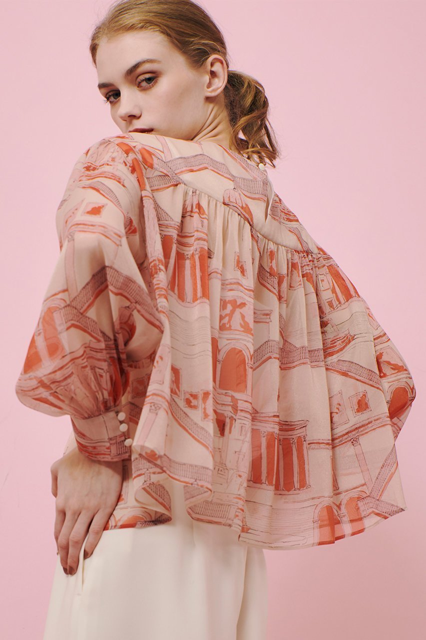【アルアバイル/allureville】の【LOULOU WILLOUGHBY】カテドラルプリント ブラウス 人気、トレンドファッション・服の通販 founy(ファニー) 　ファッション　Fashion　レディースファッション　Ladies' Fashion Online　トップス・カットソー　Tops/Tshirt　シャツ/ブラウス　Shirts/Blouses　エレガント 上品　Elegant　ギャザー　Gather　スリーブ　Sleeve　バランス　Balance　プリント　Print　モダン　Modern　モチーフ　Motif　ロング　Long　再入荷　Restock/Back In Stock/Re Arrival　手描き　Hand Drawn　other-8|ID: prp329100004357141 ipo3291000000031345504