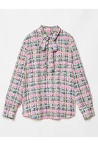 【アルアバイル/allureville】の【LOULOU WILLOUGHBY】チェックプリントボウタイブラウス 人気、トレンドファッション・服の通販 founy(ファニー) ファッション Fashion レディースファッション Fashion for Women トップス・カットソー Cut & Sew Tops シャツ・ブラウス・オフィスカジュアル Elegant Blouses & Button-Ups エレガント 上品 Elegant シンプル Simple, Minimal スリーブ Sleeve, Long Sleeve / Short Sleeve セットアップ Set-Up, Coordinated Outfit チェック Check, Plaid, Tartan ツイード Twill, Twill Weave フェミニン Feminine, Girly プリント Print, Printed Pattern ロング Long, Long-Length 再入荷 Restock / Back in Stock thumbnail ピンク|ID: prp329100004357142 ipo3291000000032705660