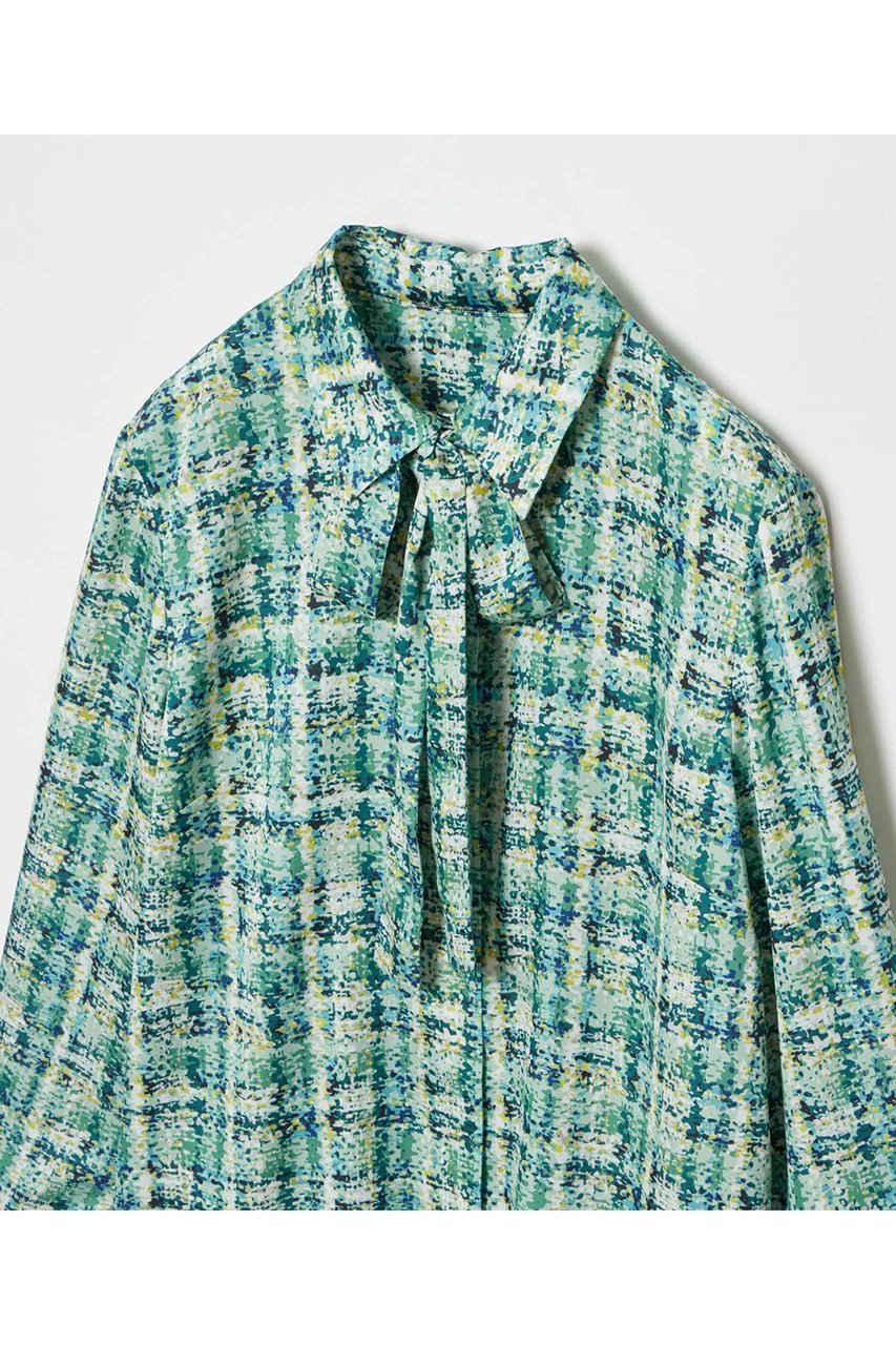 【アルアバイル/allureville】の【LOULOU WILLOUGHBY】チェックプリントボウタイブラウス 人気、トレンドファッション・服の通販 founy(ファニー) 　ファッション　Fashion　レディースファッション　Fashion for Women　トップス・カットソー　Cut & Sew Tops　シャツ・ブラウス・オフィスカジュアル　Elegant Blouses & Button-Ups　エレガント 上品　Elegant　シンプル　Simple, Minimal　スリーブ　Sleeve, Long Sleeve / Short Sleeve　セットアップ　Set-Up, Coordinated Outfit　チェック　Check, Plaid, Tartan　ツイード　Twill, Twill Weave　フェミニン　Feminine, Girly　プリント　Print, Printed Pattern　ロング　Long, Long-Length　再入荷　Restock / Back in Stock　other-4|ID: prp329100004357142 ipo3291000000032705665
