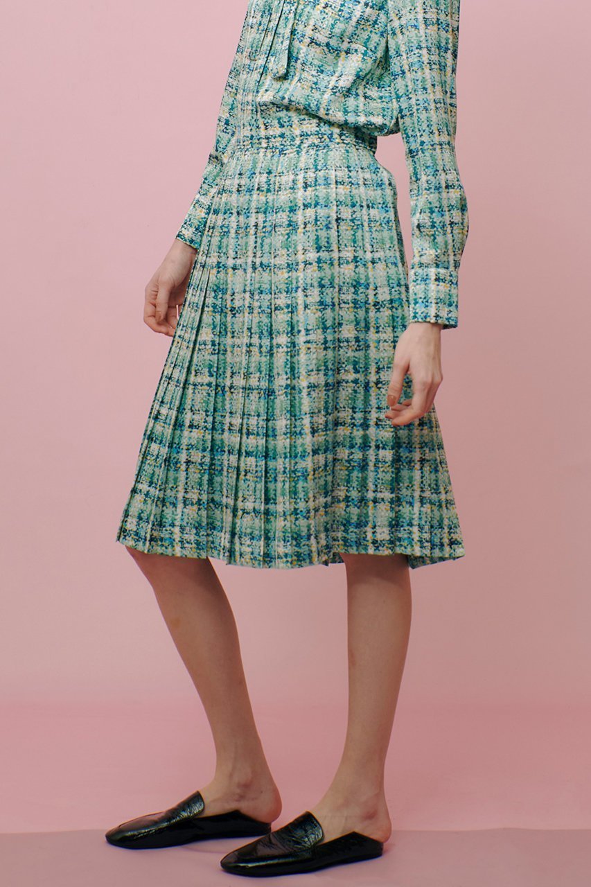 【アルアバイル/allureville】の【LOULOU WILLOUGHBY】チェックプリントプリーツミディスカート 人気、トレンドファッション・服の通販 founy(ファニー) 　ファッション　Fashion　レディースファッション　Fashion for Women　スカート　Skirts　おすすめ　Recommended / Our Picks　クラシカル　Classical, Vintage-Inspired　クラシック　Classic, Timeless Style　チェック　Check, Plaid, Tartan　ツイード　Twill, Twill Weave　フェミニン　Feminine, Girly　other-7|ID: prp329100004357145 ipo3291000000032824371