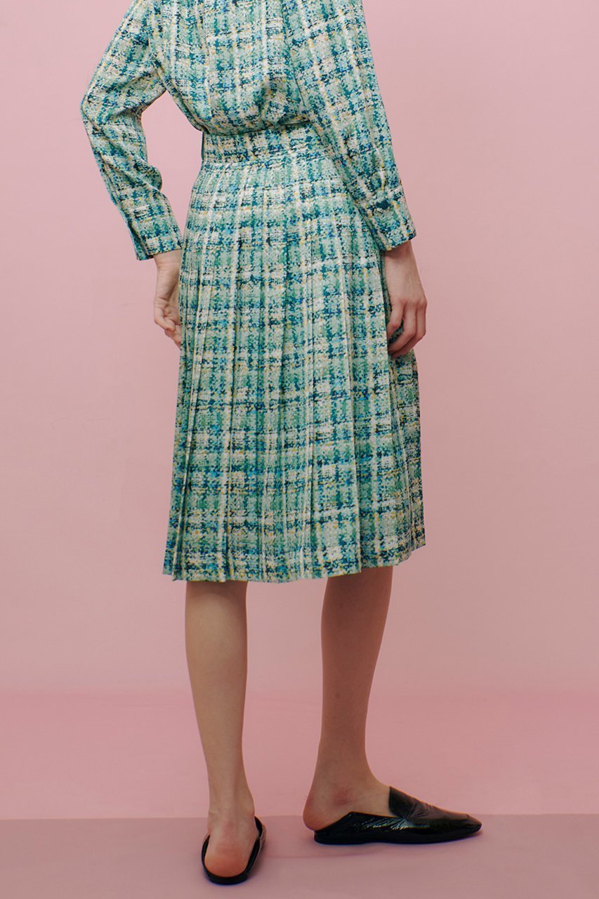 【アルアバイル/allureville】の【LOULOU WILLOUGHBY】チェックプリントプリーツミディスカート 人気、トレンドファッション・服の通販 founy(ファニー) 　ファッション　Fashion　レディースファッション　Fashion for Women　スカート　Skirts　おすすめ　Recommended / Our Picks　クラシカル　Classical, Vintage-Inspired　クラシック　Classic, Timeless Style　チェック　Check, Plaid, Tartan　ツイード　Twill, Twill Weave　フェミニン　Feminine, Girly　other-8|ID: prp329100004357145 ipo3291000000032824372