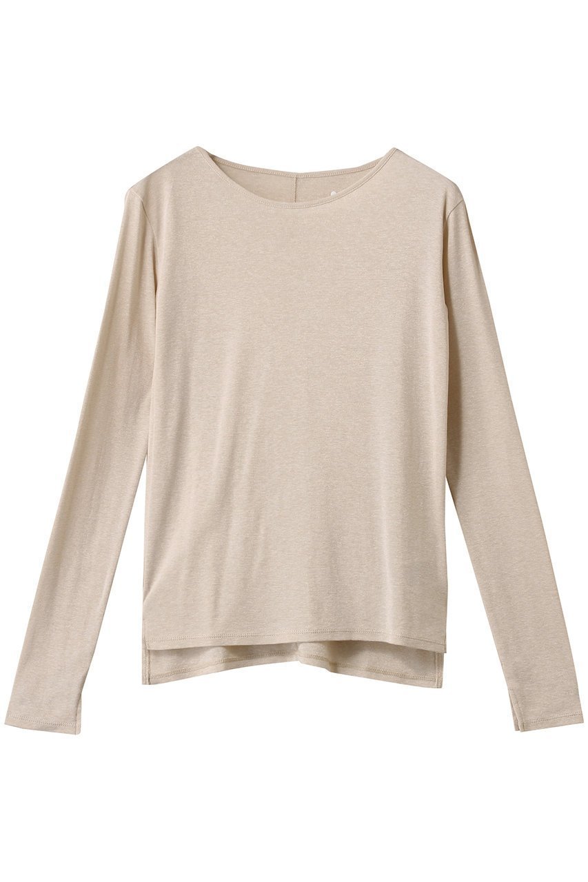 【スリー ドッツ/three dots】のスパークル ナローTシャツ インテリア・キッズ・メンズ・レディースファッション・服の通販 founy(ファニー) 　ファッション　Fashion　レディースファッション　Fashion for Women　トップス・カットソー　Cut & Sew Tops　シャツ・ブラウス・オフィスカジュアル　Elegant Blouses & Button-Ups　ロングTシャツ・Tシャツ　Longline T-Shirts & Tees　カットソー・ベーシックTシャツ　Cut-and-Sewn Tops / Stretch Tees & Basics　シンプル　Simple, Minimal　スリム　Slim, Slim Fit　スリーブ　Sleeve, Long Sleeve / Short Sleeve　ロング　Long, Long-Length　ベージュ|ID: prp329100004357148 ipo3291000000032859096