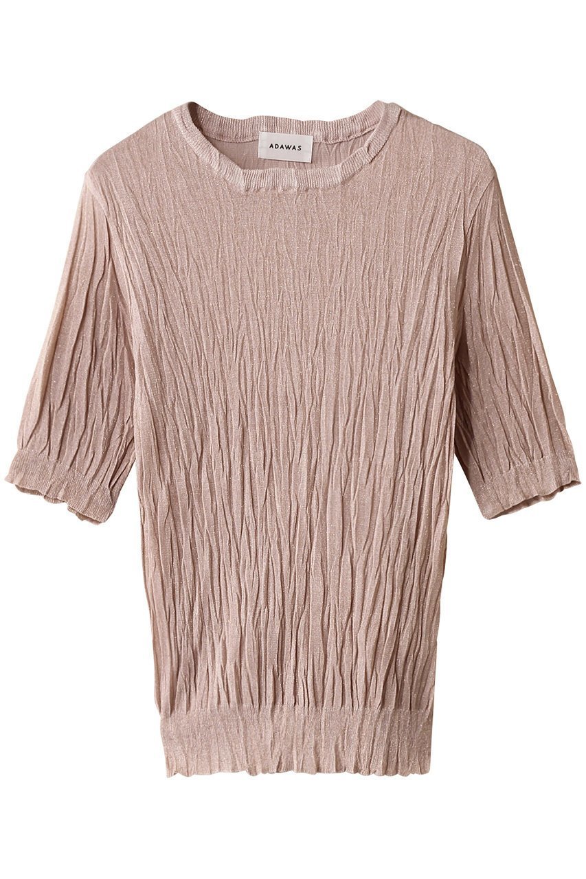 【アダワス/ADAWAS】のプリーツ ニット クルーネックトップス インテリア・キッズ・メンズ・レディースファッション・服の通販 founy(ファニー) 　ファッション　Fashion　レディースファッション　Fashion for Women　トップス・カットソー　Cut & Sew Tops　ニット　Knit Tops & Sweaters　カジュアルプルオーバー・ニットトップス　Pullovers & Knit Tops / Casual Pullovers　シンプル　Simple, Minimal　プリーツ　Pleats, Pleated　ボトム　Bottoms, Lower Wear　エレガント 上品　Elegant　ピンク|ID: prp329100004358335 ipo3291000000032952837